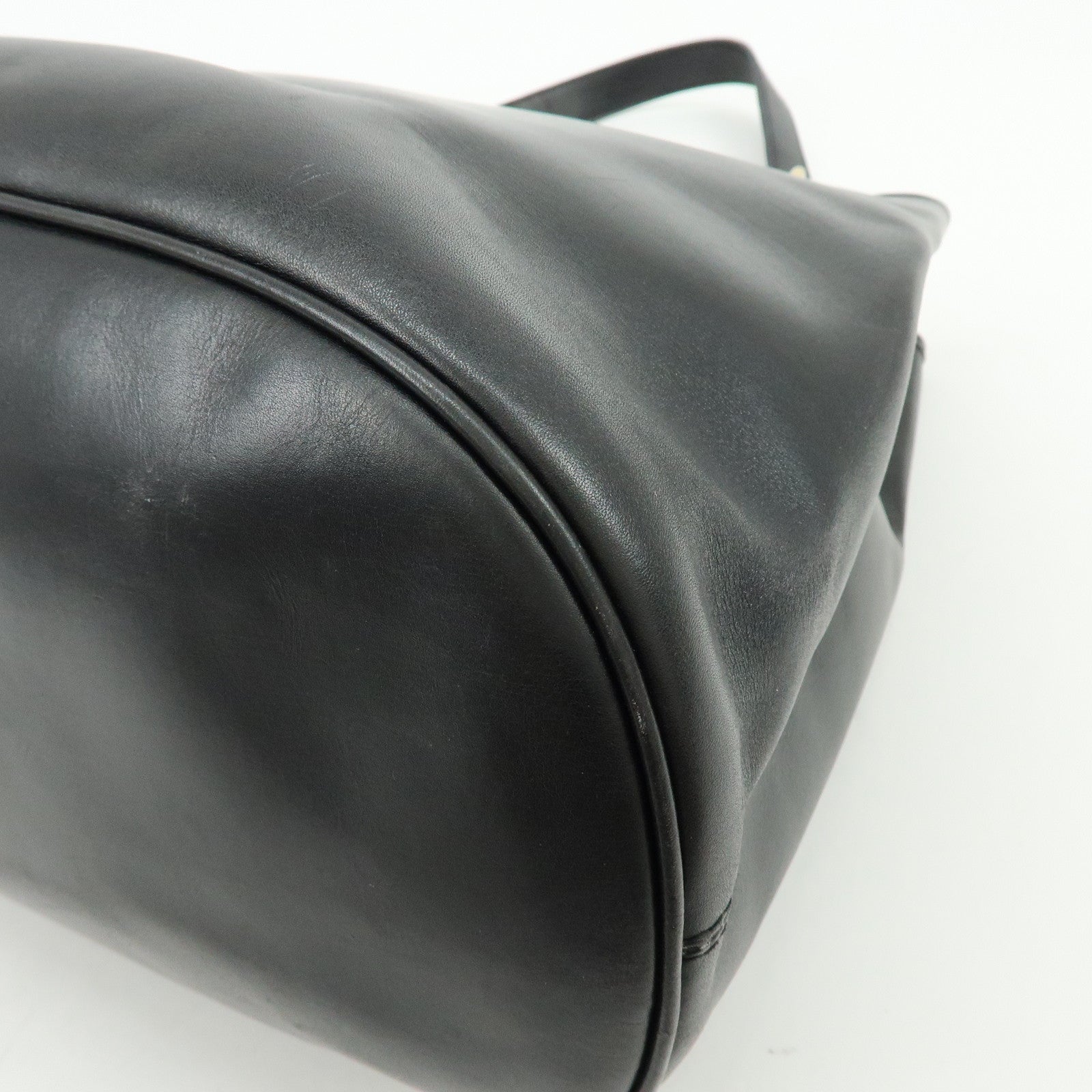 CELINE Leather Tote Bag Chain Shoulder Bag Black