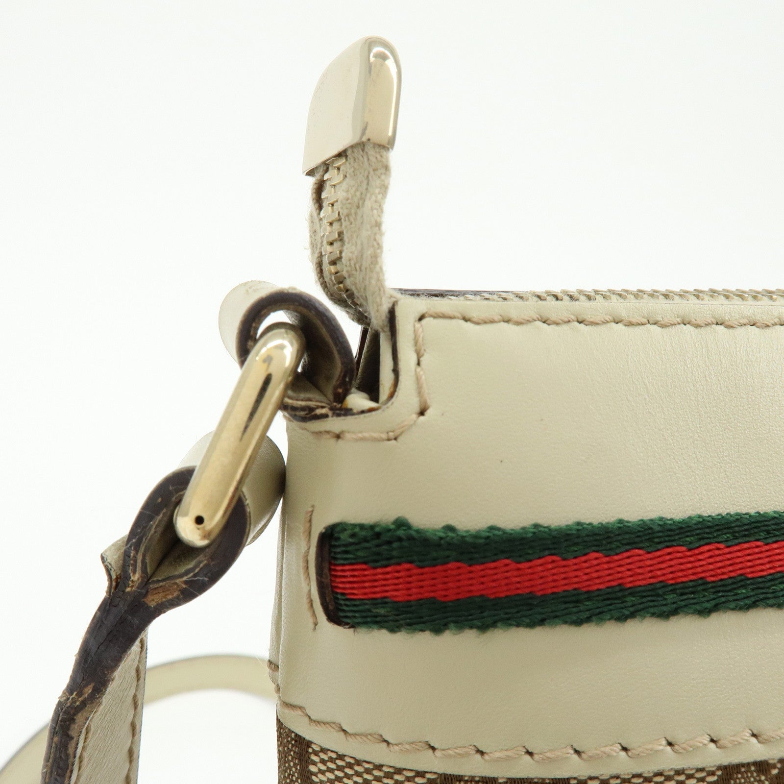 GUCCI Mayfair Sherry GG Canvas Leather Shoulder Bag Beige 257065