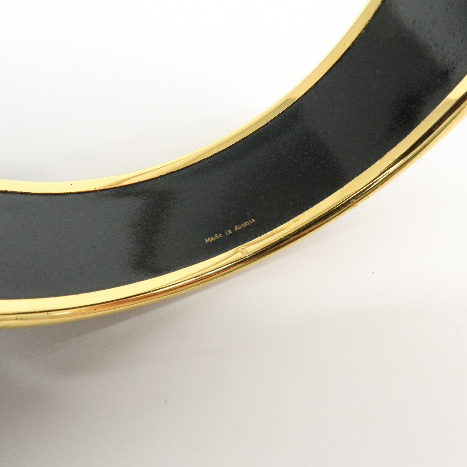 HERMES Email GM Metal Bangle Bracelet Carriage Light Blue Gold