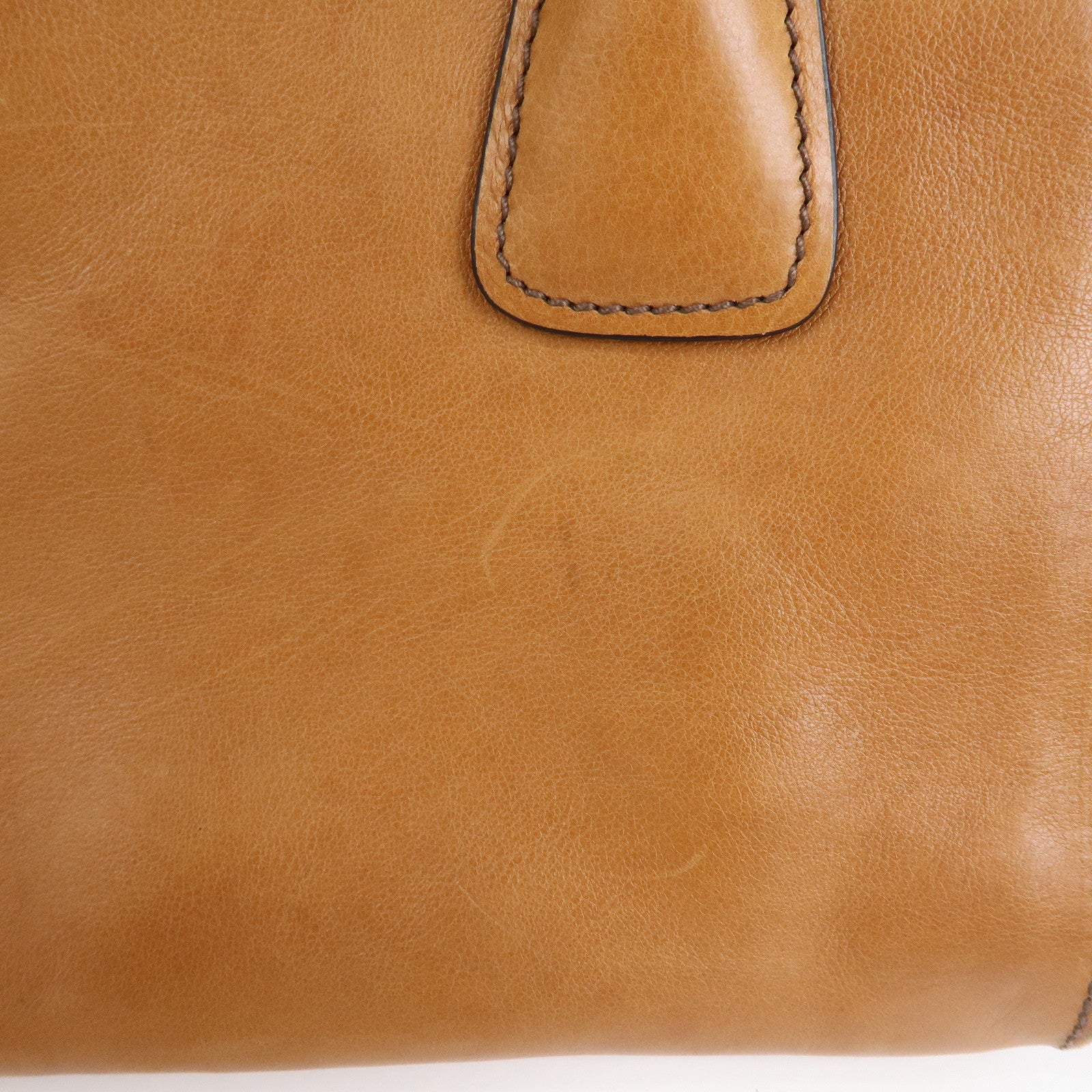PRADA Triangle Logo Calf Leather 2Way Bag Hand Bag Brown BN2625