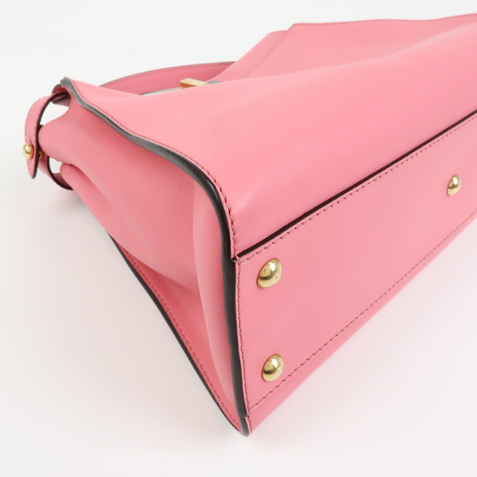 FENDI Peekaboo Leather 2Way Bag Hand Bag Shoulder Bag Pink 8BN290