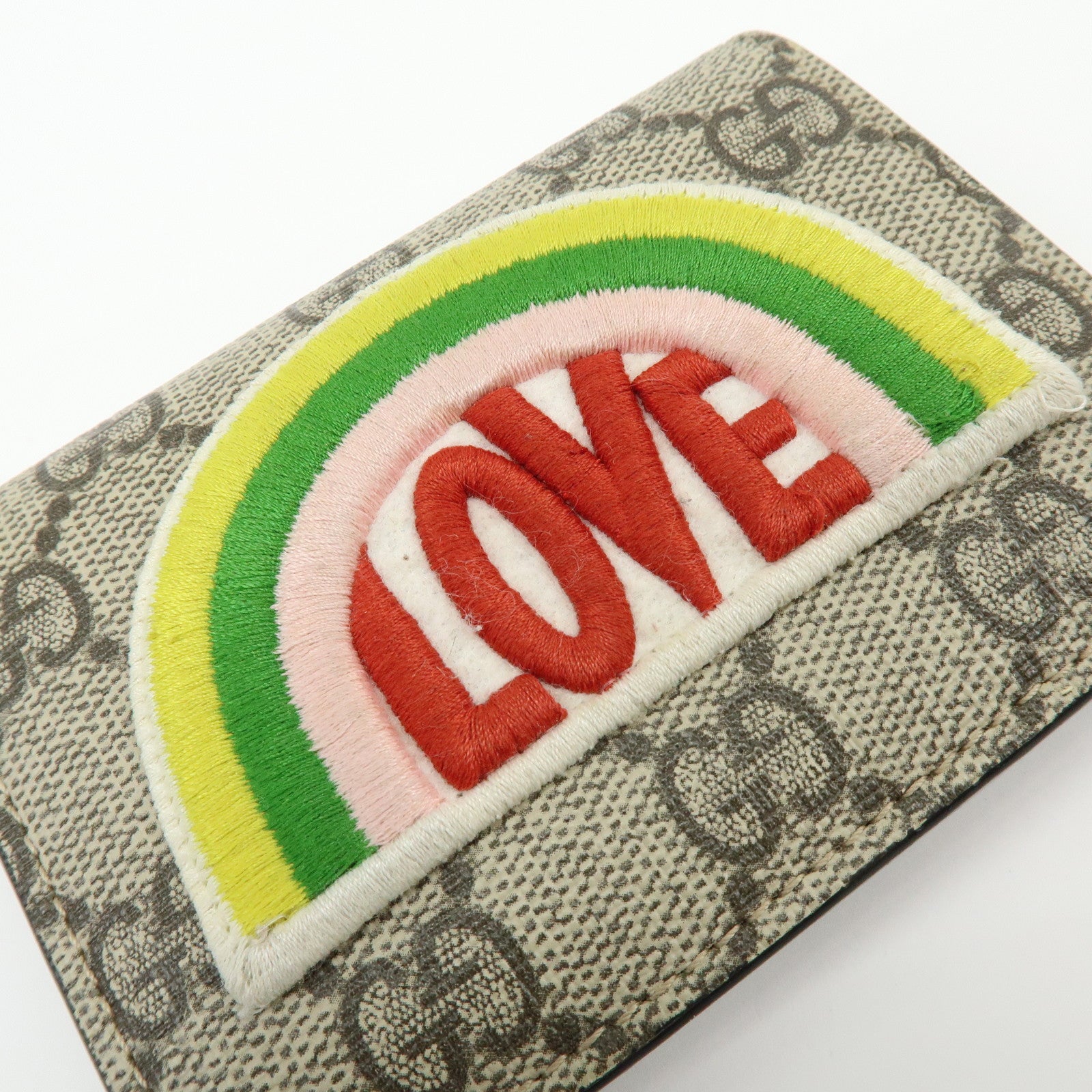 GUCCI LOVE Rainbow GG Supreme PVC Leather Compact Wallet 476412