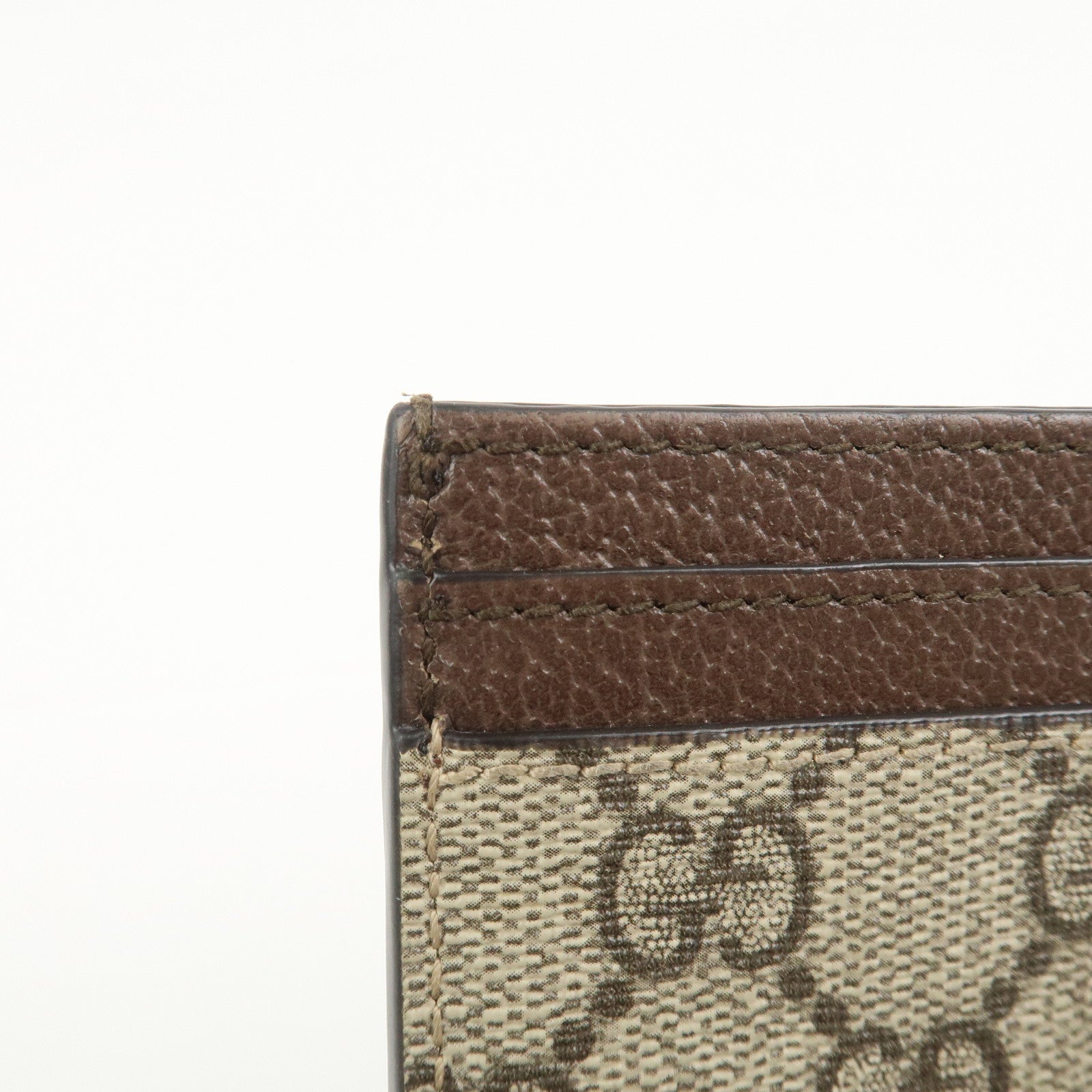 GUCCI Ophidia GG Supreme Leather Card Case Card Holder Brown 523159