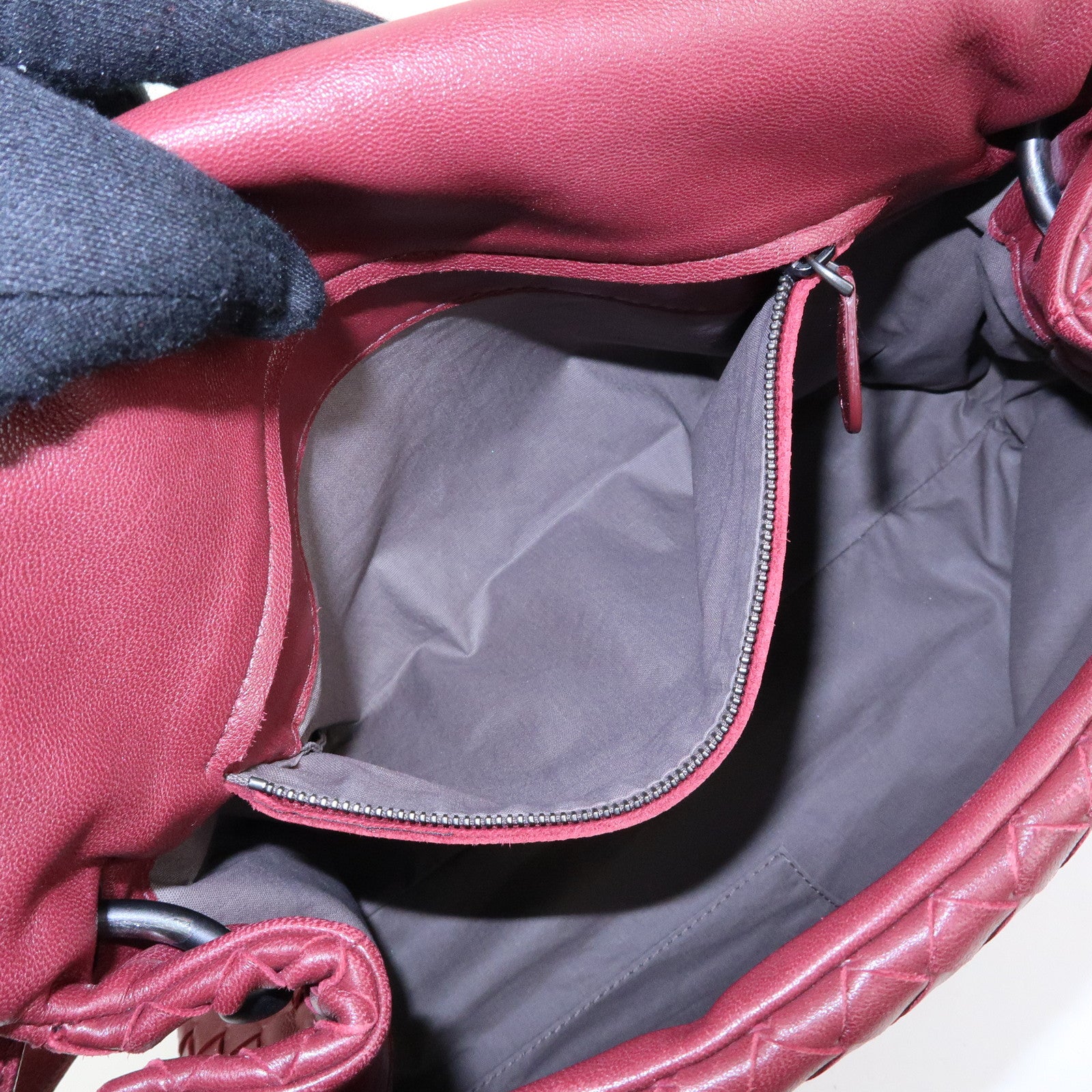 BOTTEGA VENETA Intrecciato Leather Shoulder Bag Bordeaux