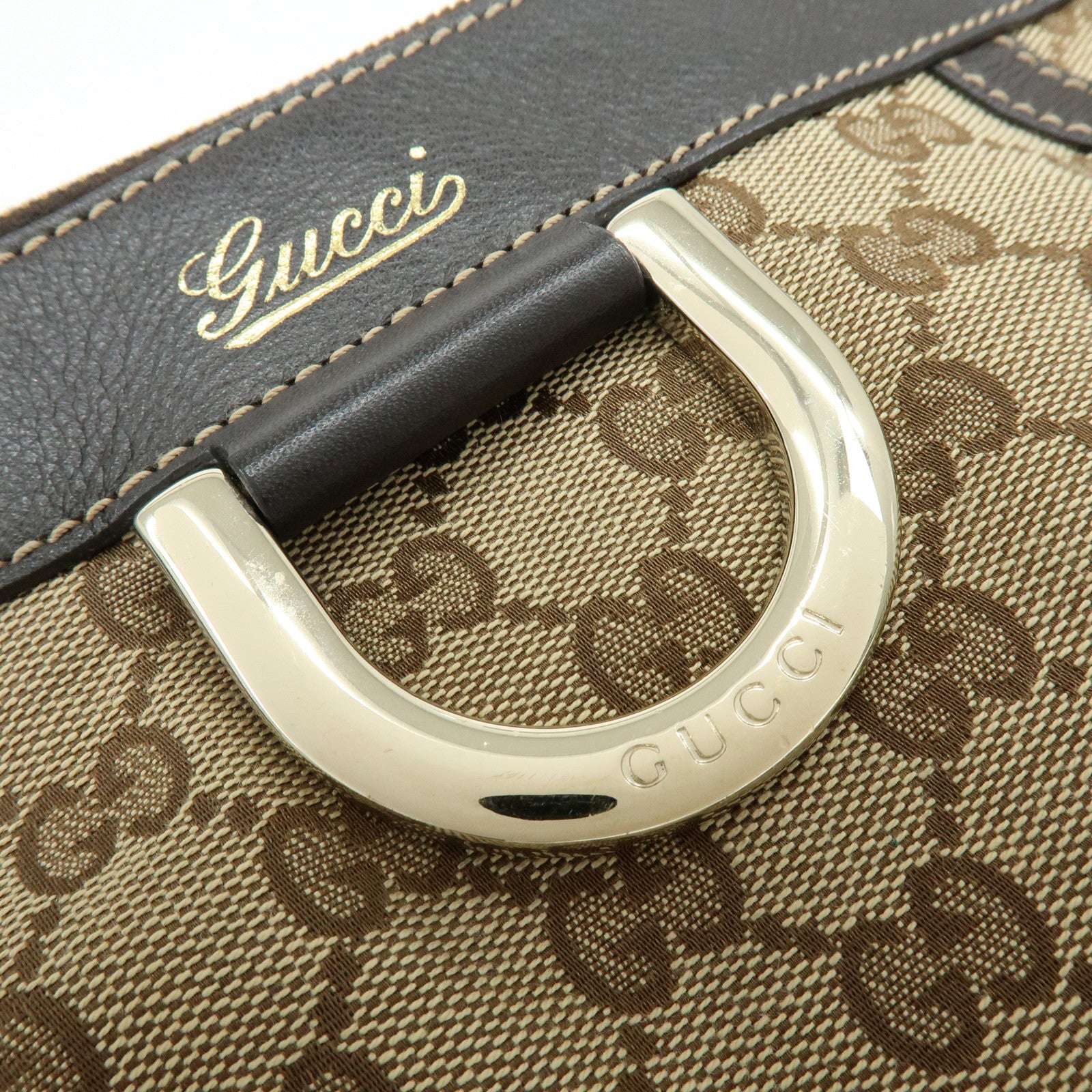 GUCCI Abbey GG Canvas Leather Shoulder Crossbody Bag Brown 203257