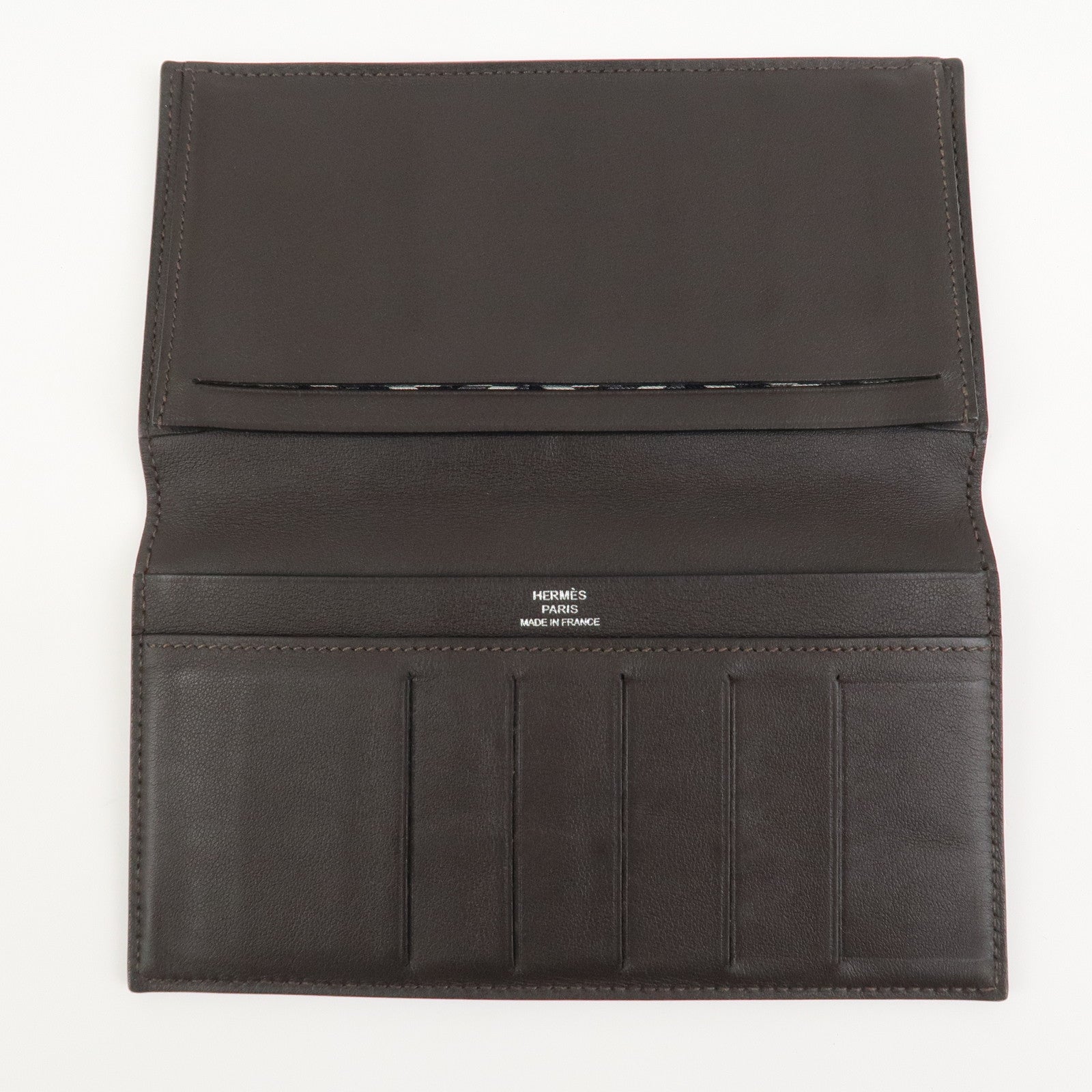 HERMES MC2 Fleming Veau Swift Long Wallet Dark Brown