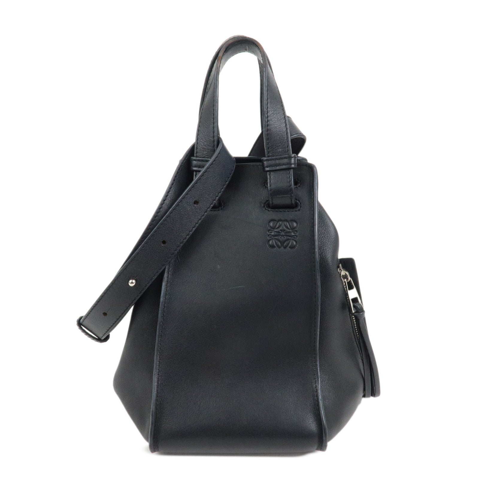 LOEWE Anagram Leather Hammock Small Shoulder Bag Black