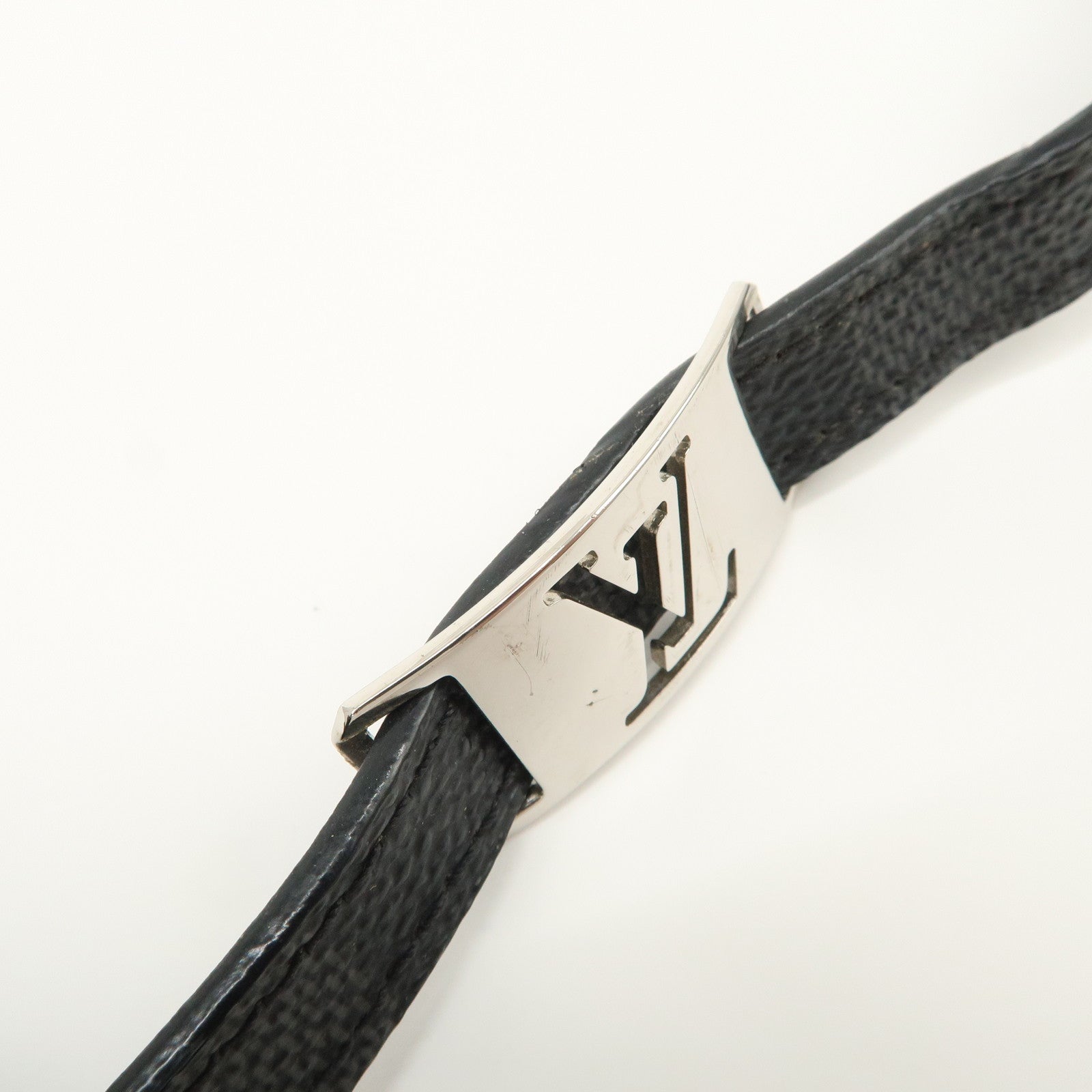 Louis Vuitton Damier Graphite Bracelet Sign It Black Silver M6616E