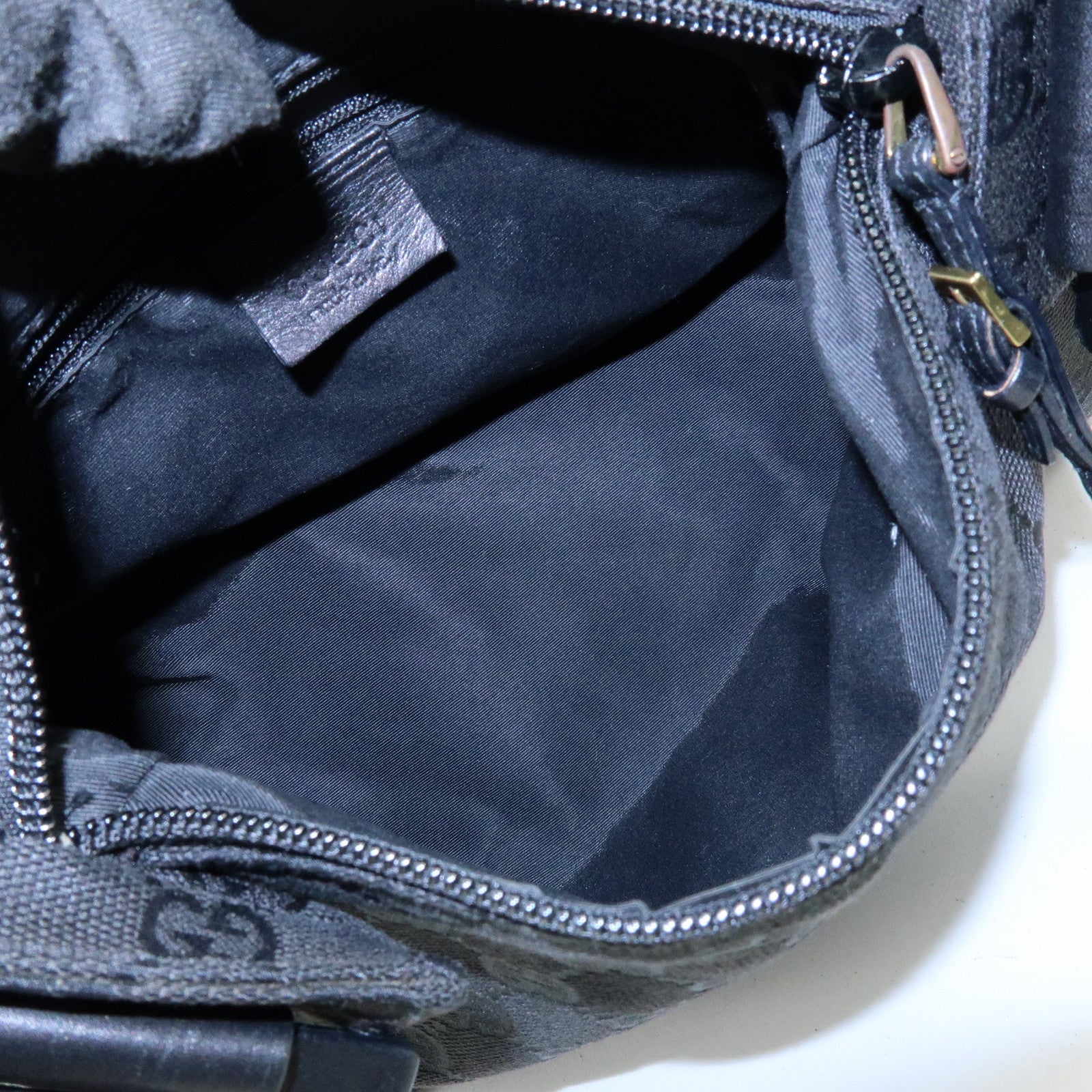 GUCCI GG Canvas Leather Shoulder Bag Hand Bag Black 92699