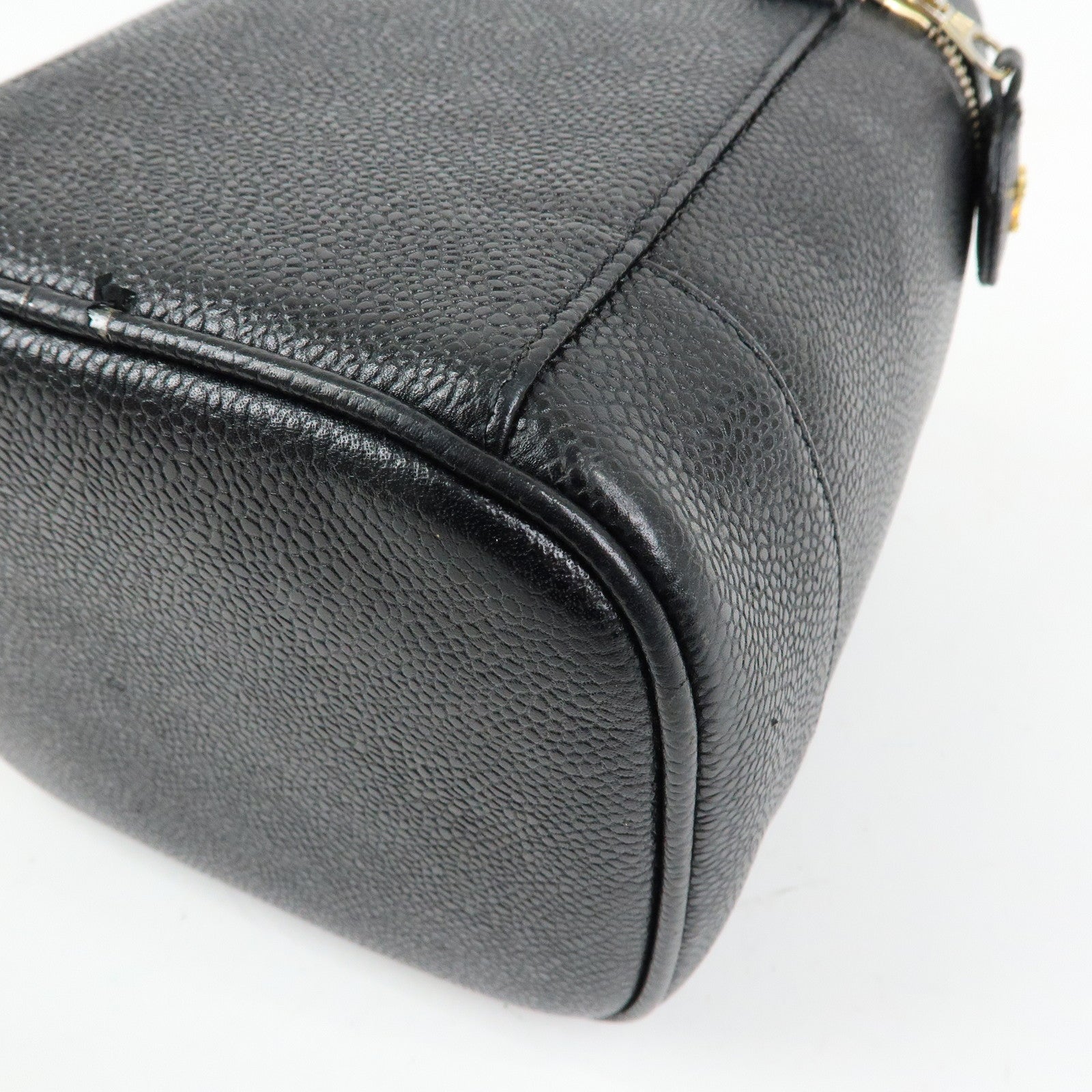 CHANEL COCO Mark Cavairskin Vanity Bag Hand Bag Black A01998