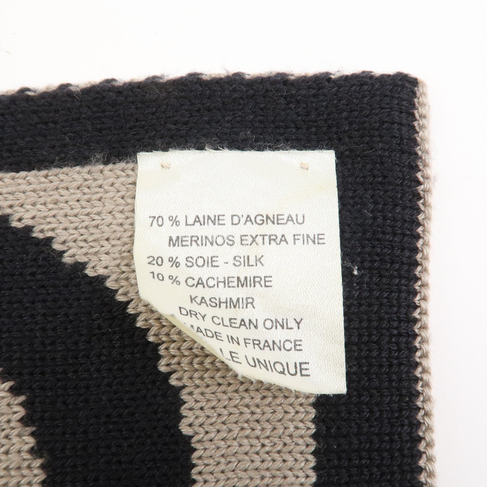 CHANEL COCO Mark Cashmere Wool Silk Scarf Black Brown