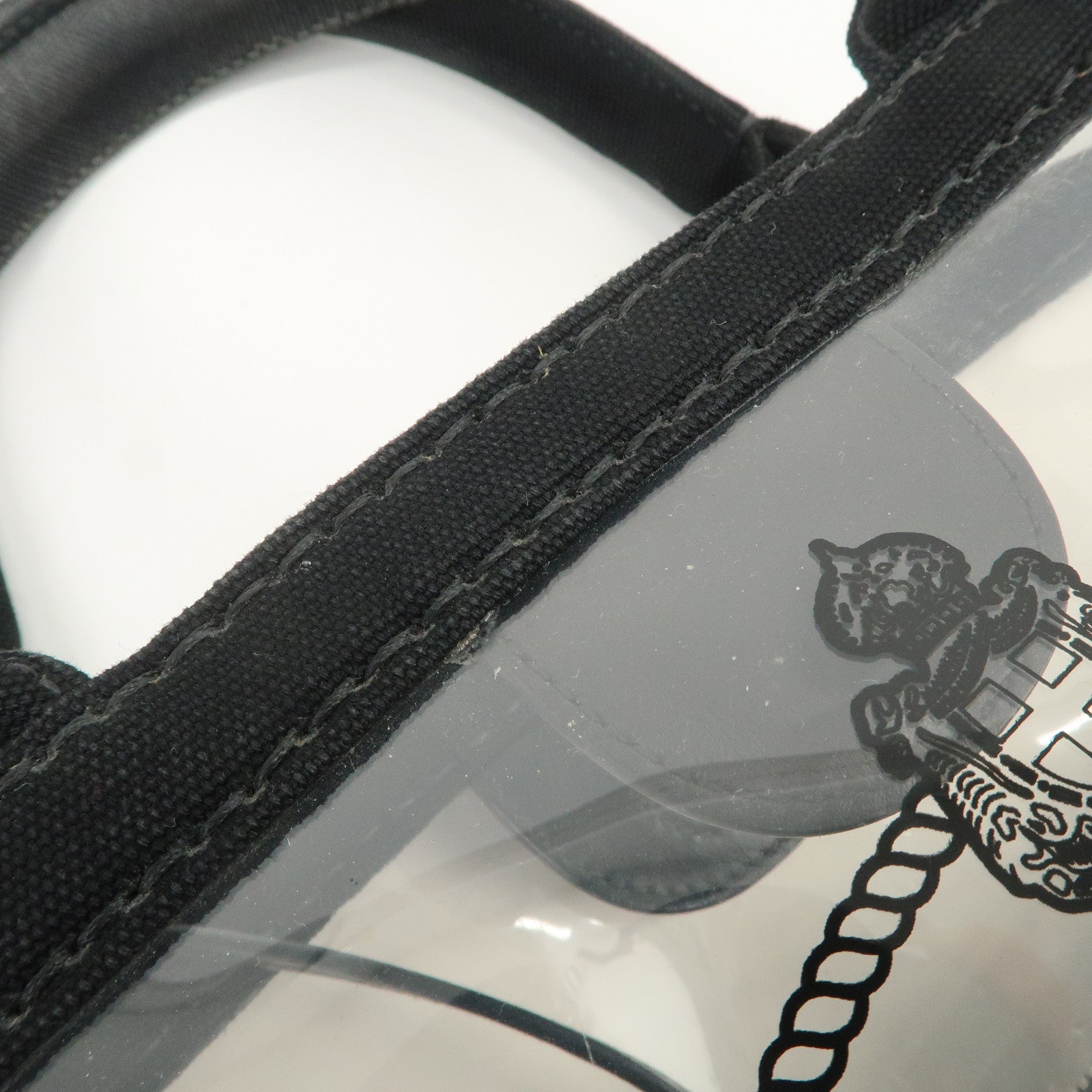 PRADA Canvas Vinyl Leather 2Way Hand Bag Clear Black 1BG187