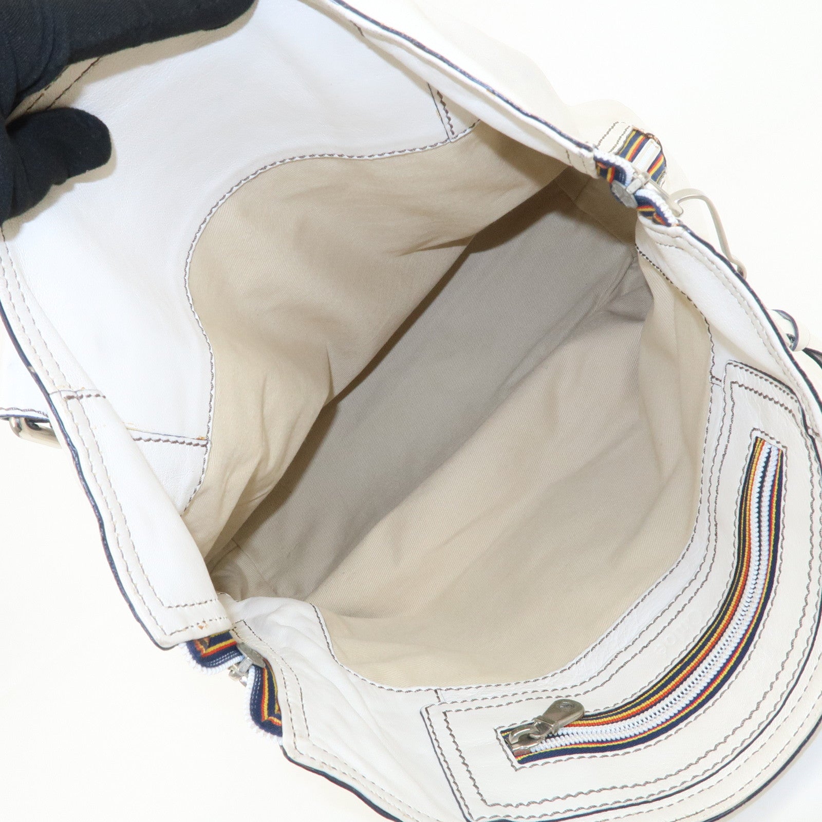 Chloe Patsy Studs Logo Leather Tote Bag Shoulder Bag Ivory