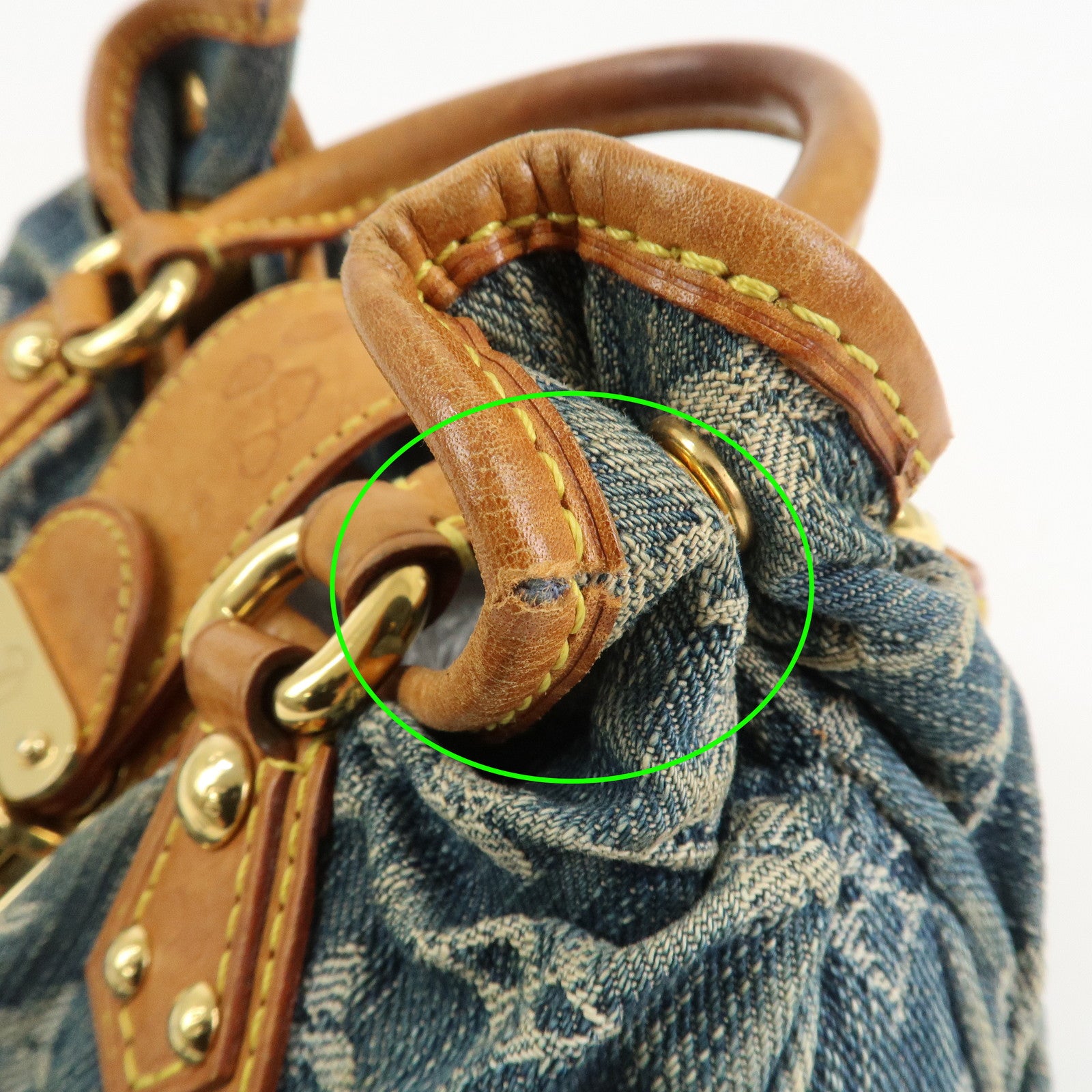 Louis Vuitton Monogram Denim Pleaty Hand Bag Blue M95020