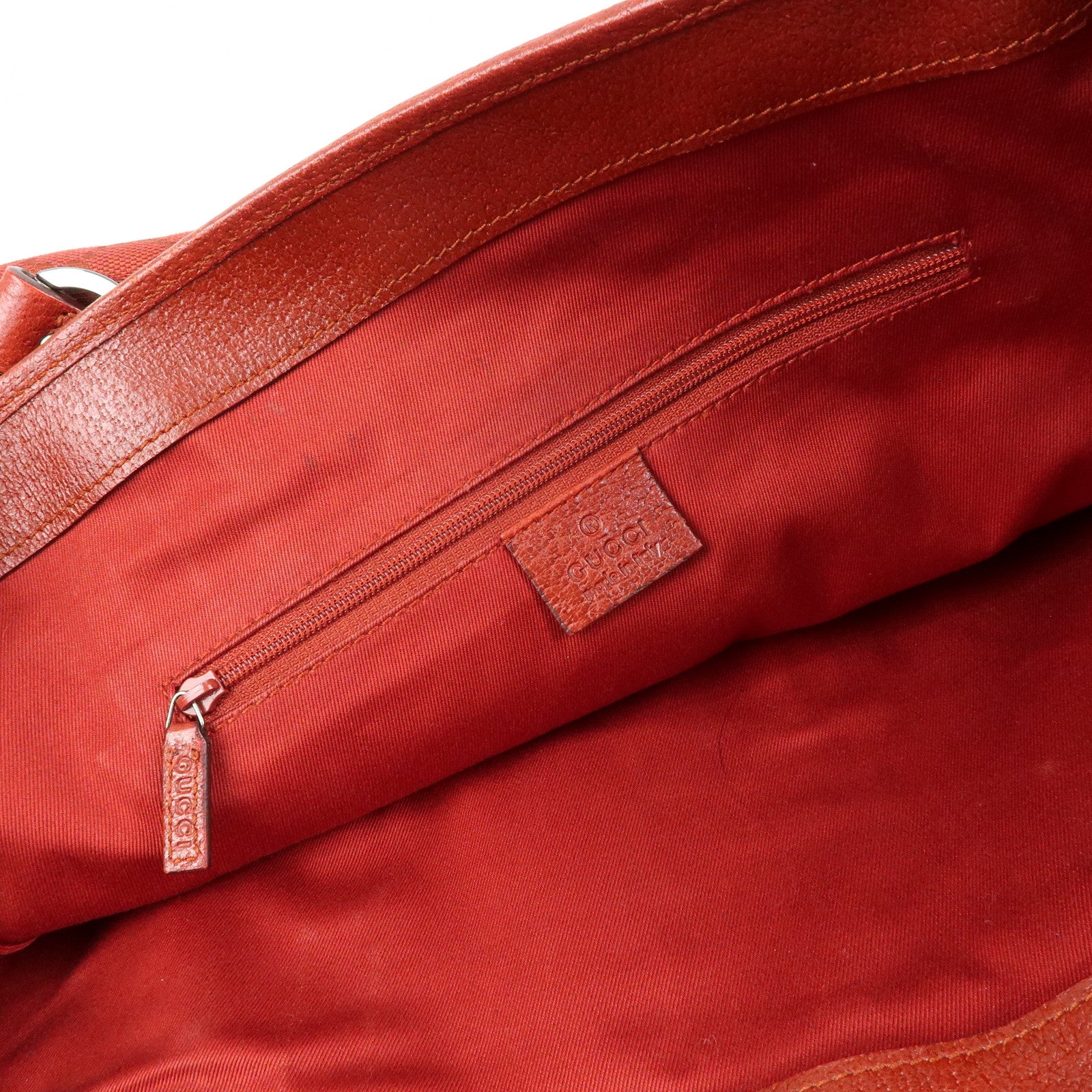 GUCCI GG Canvas Leather Tote Bag Hand Bag Shoulder Bag Red 113017