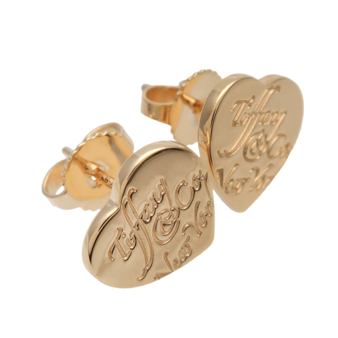 Tiffany & Co Notes Heart Earrings K18 750YG Yellow Gold