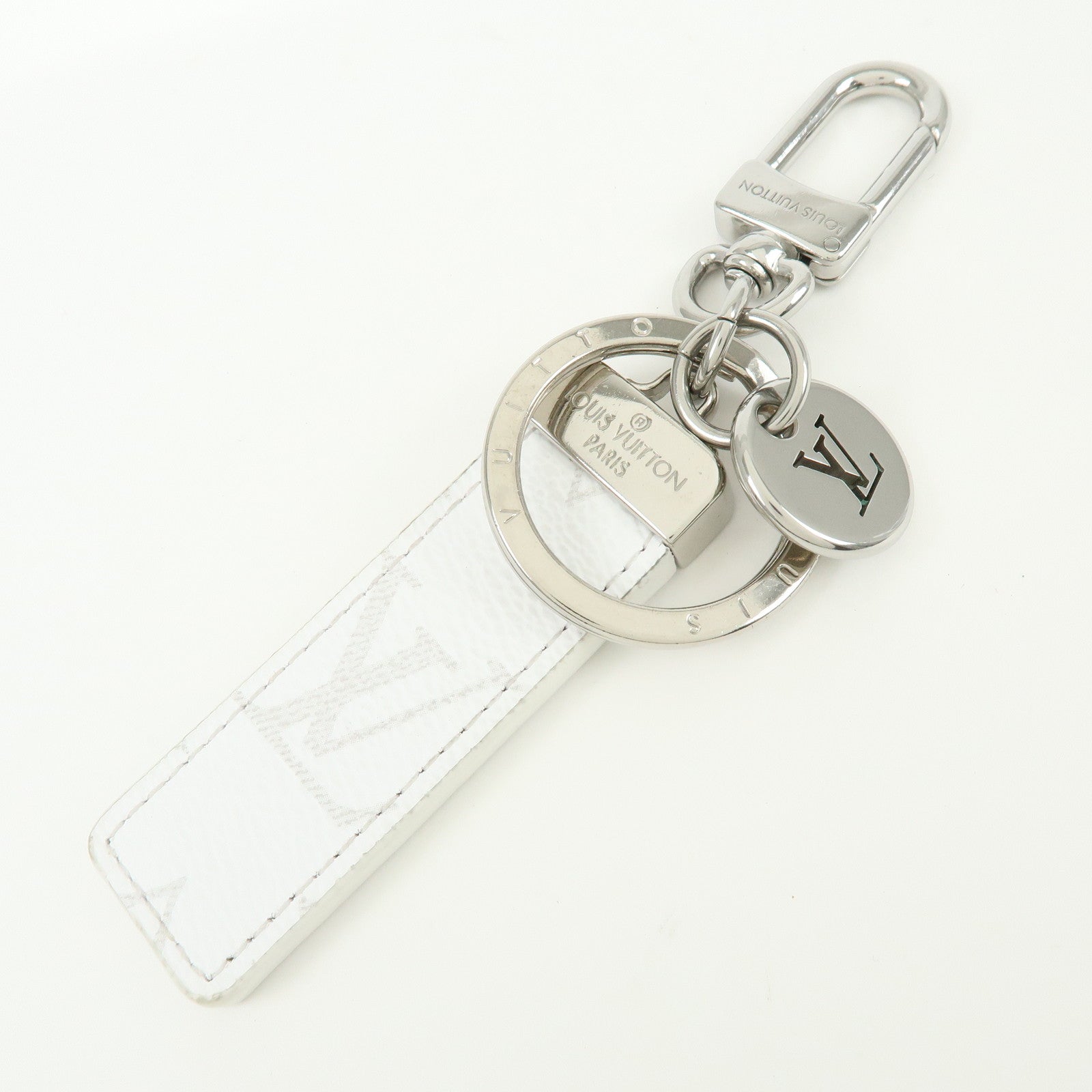 Louis Vuitton Monogram Canvas Taiga Leather Bag Charm Blanc M01347