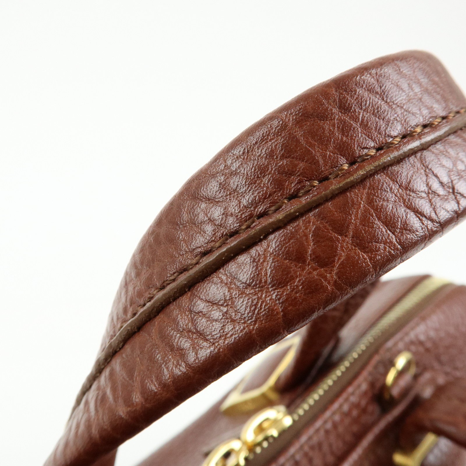 FENDI Leather 2Way Bag Hand Bag Shoulder Bag Brown 8BL114