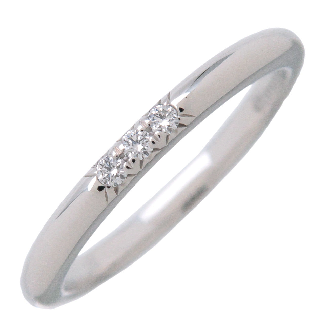 Tiffany & Co Classic Band 3P Diamond Ring PT950 Platinum US4