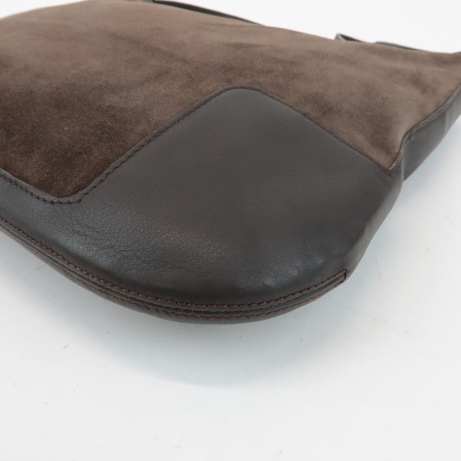 LOEWE Anagram Suede Leather Shoulder Bag Brown Used