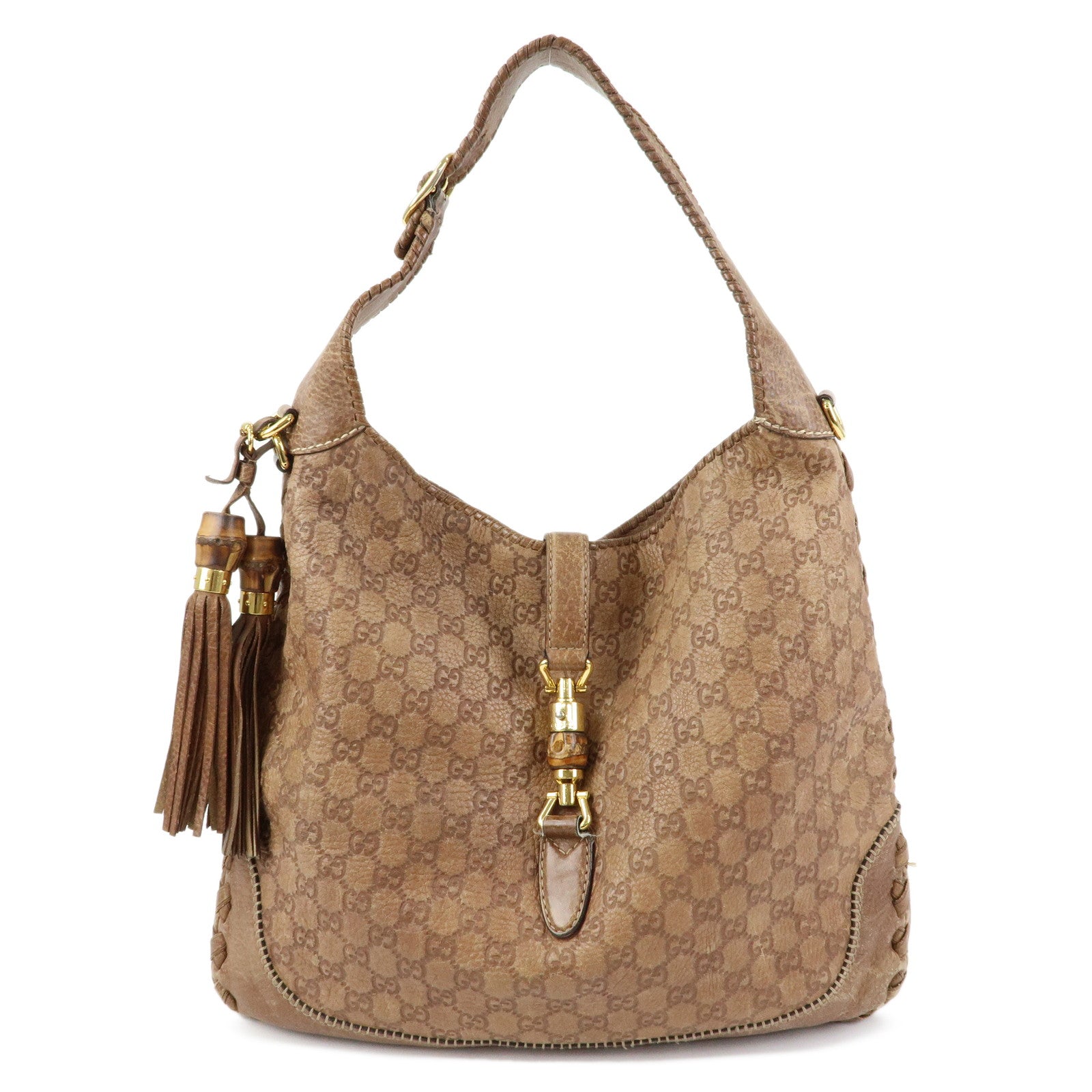 GUCCI Bamboo New Jackie Guccissima Leather Shoulder Bag 218491