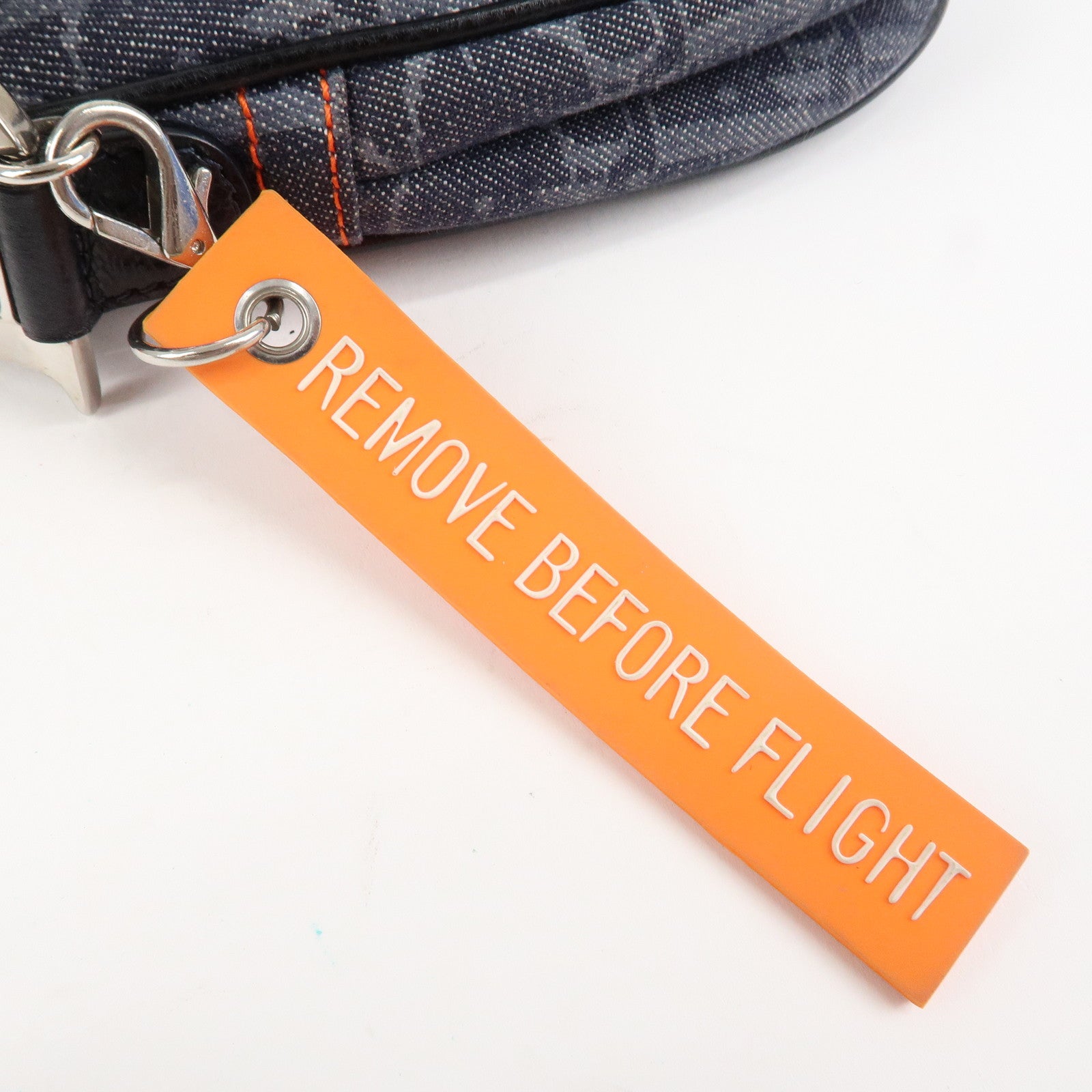 Christian Dior Flight Line Trotter Canvas Leather Shoulder Bag Denim Used