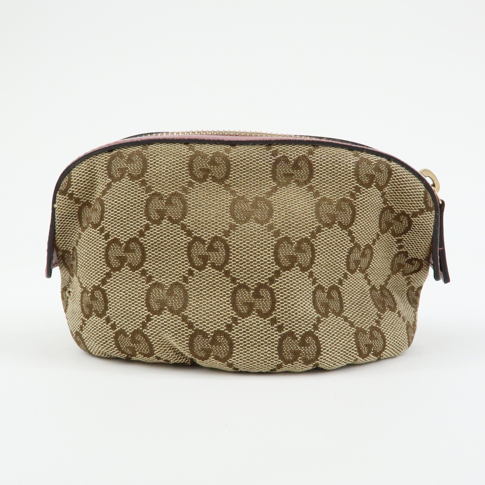GUCCI Interlocking G Lovely Heart Cosmetic Pouch Beige Pink 308728