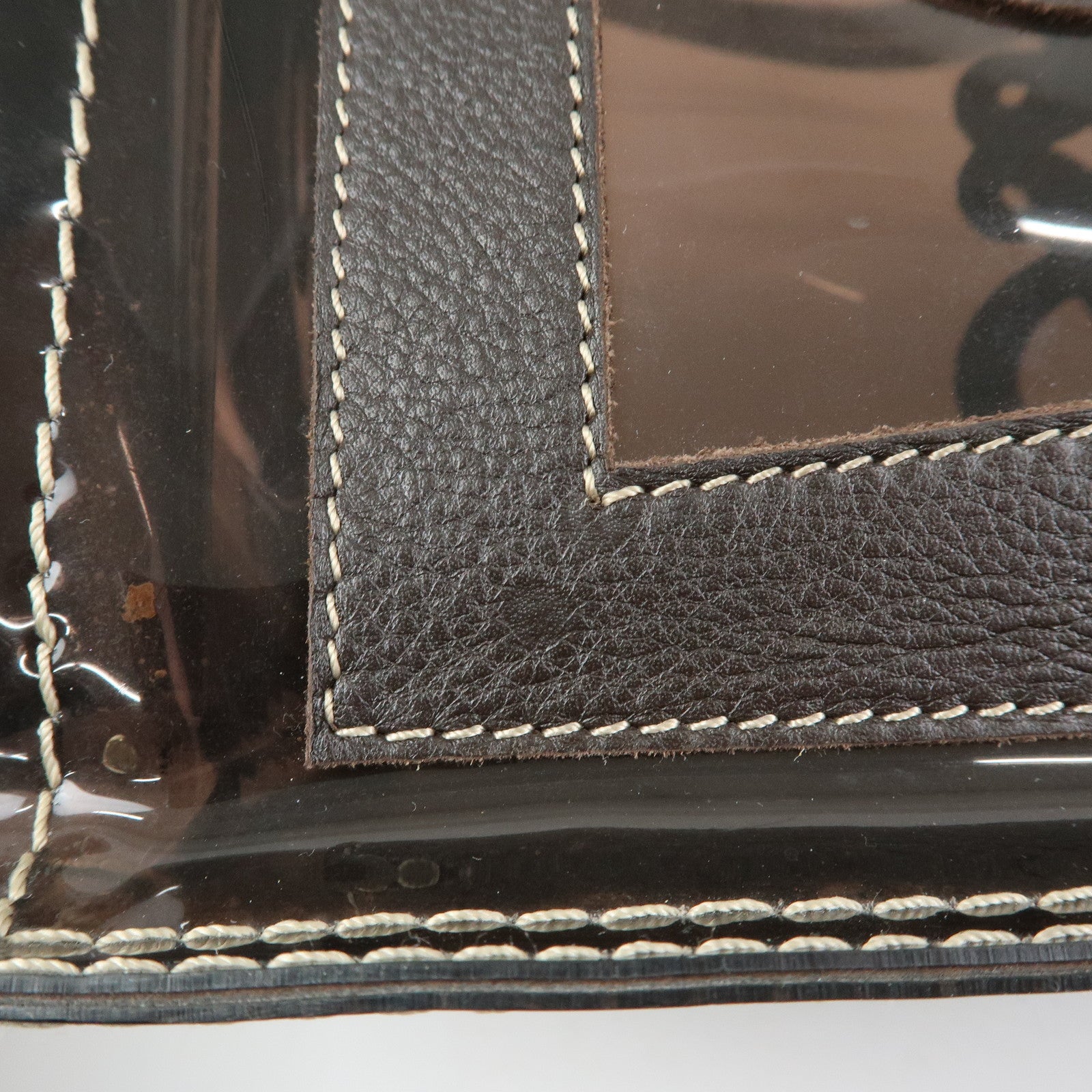 LOEWE Anagram Vinyl Leather Tote Bag Shoulder Bag Brown