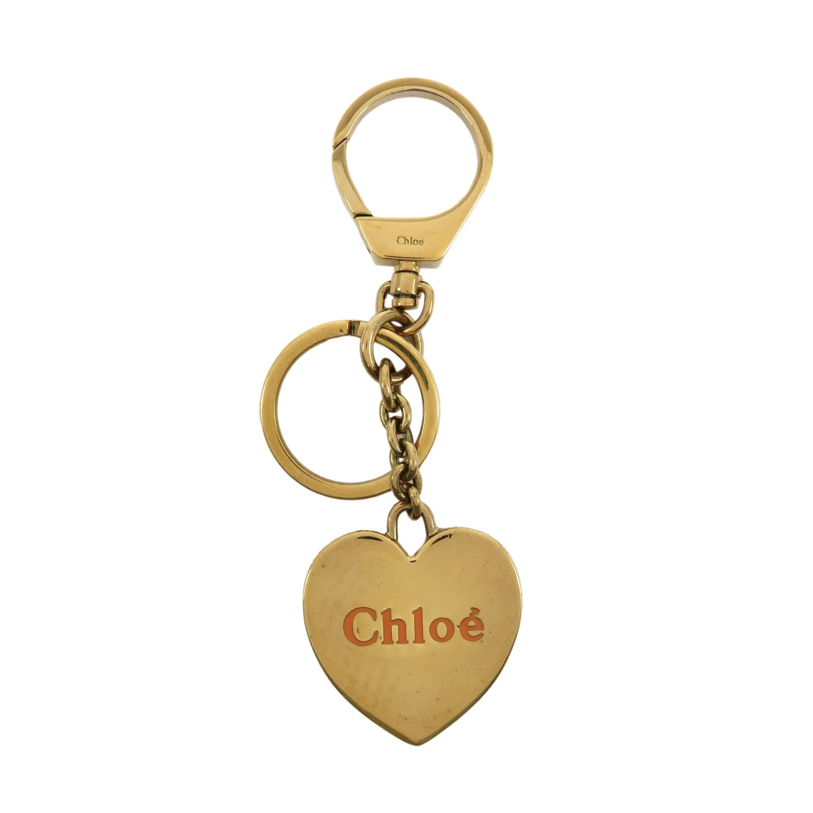 Chloe Heart Motif Metal Bag Charm Key Charm Key Chain Gold