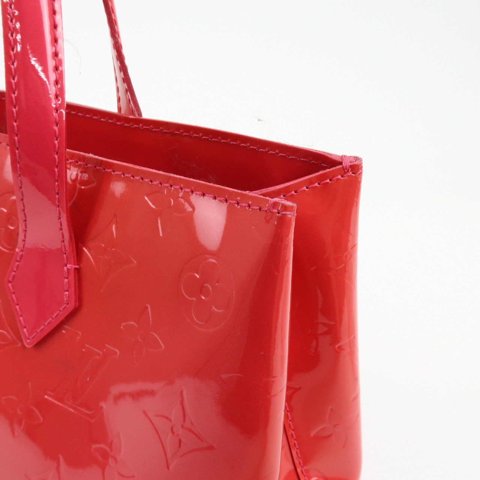 Louis Vuitton Monogram Vernis Wilshire PM Hand Bag Rose Pop M93643
