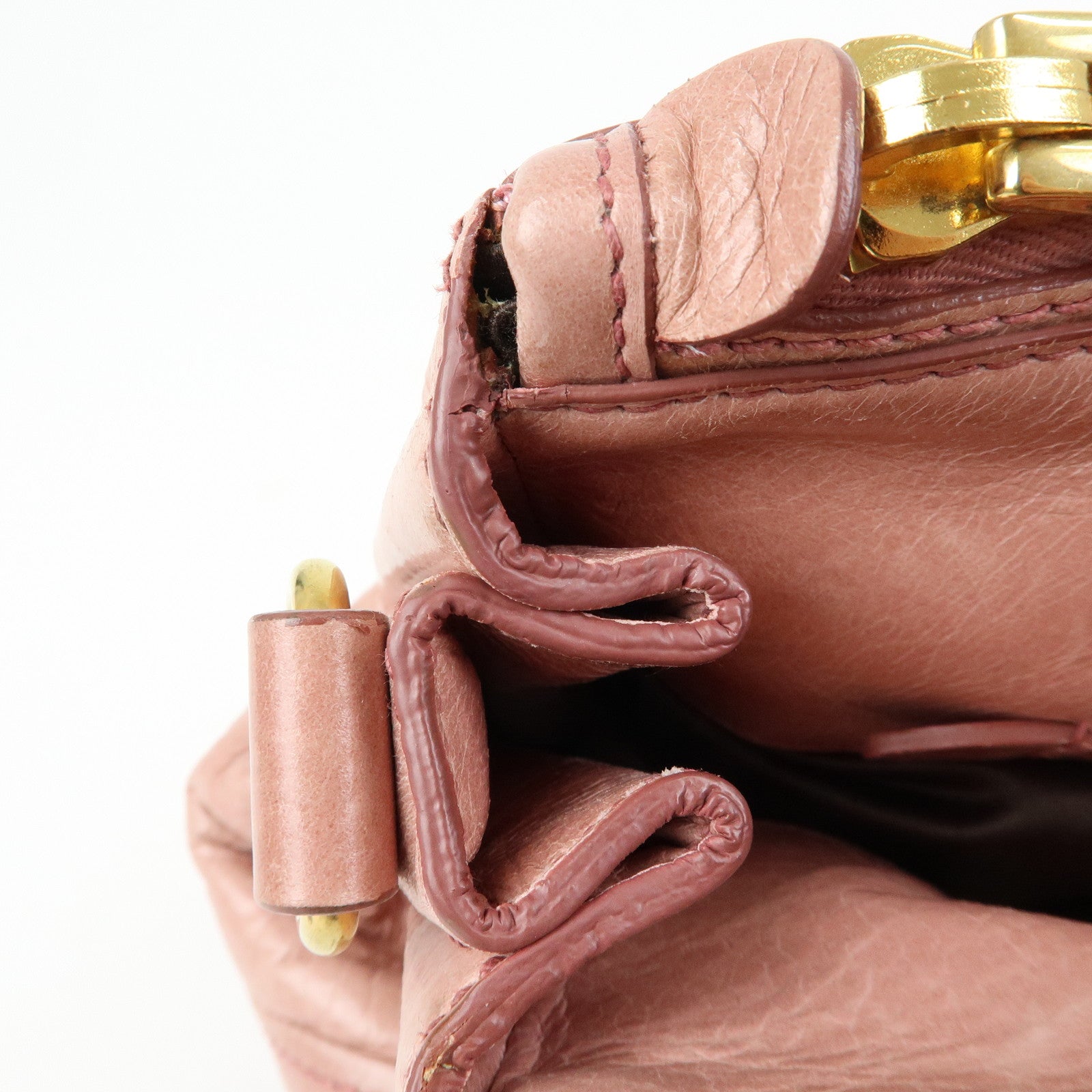 MIU MIU Vitello Shine Leather 2Way Bag Shoulder Bag Pink RN1091