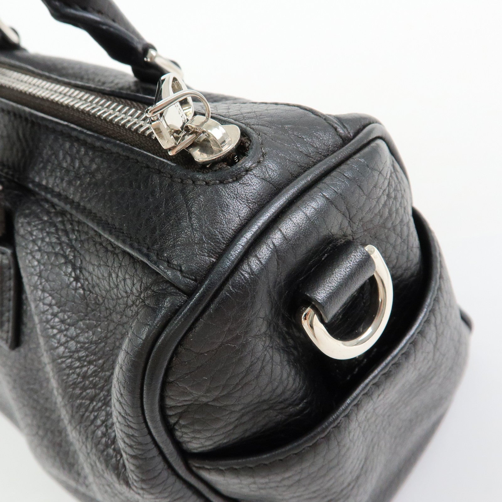 LOEWE Anagram Calf Leather Hand Bag Mini Boston Bag Black