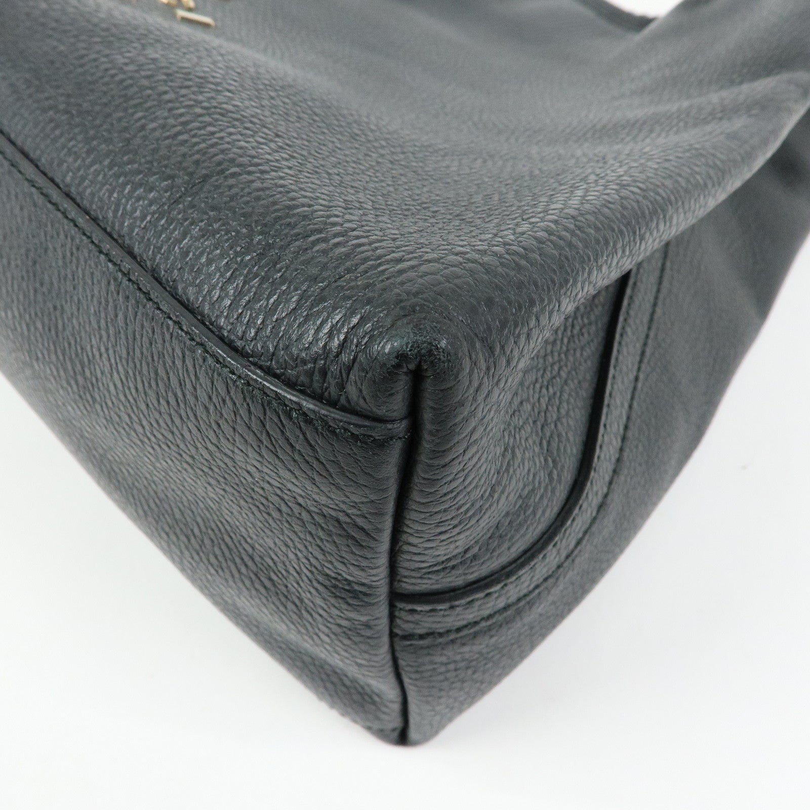 GUCCI Logo Leather Tote Bag Shoulder Bag Black 380118