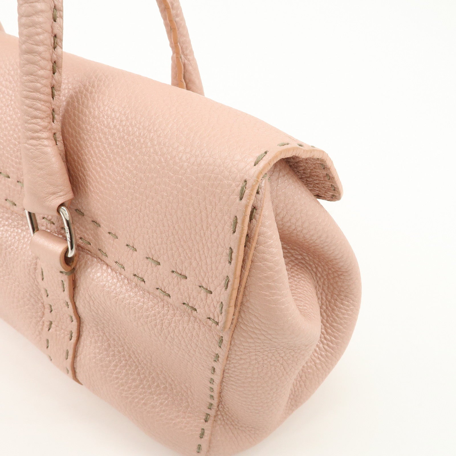 FENDI Seleria Linda Leather Shoulder Bag Hand Bag Pink 8BR442