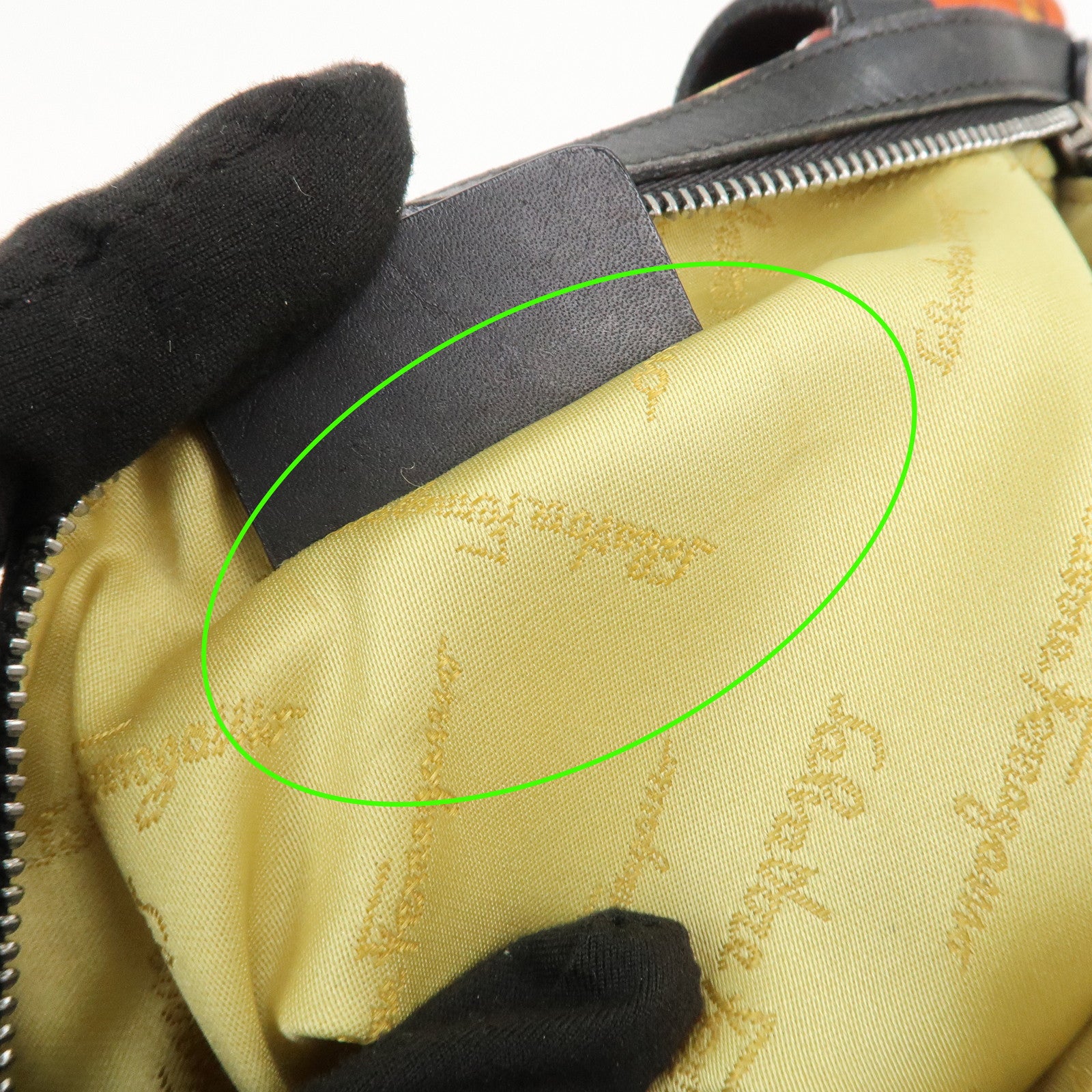 Ferragamo Nylon Leather Mini Hand Bag Shoulder Bag Animal Black