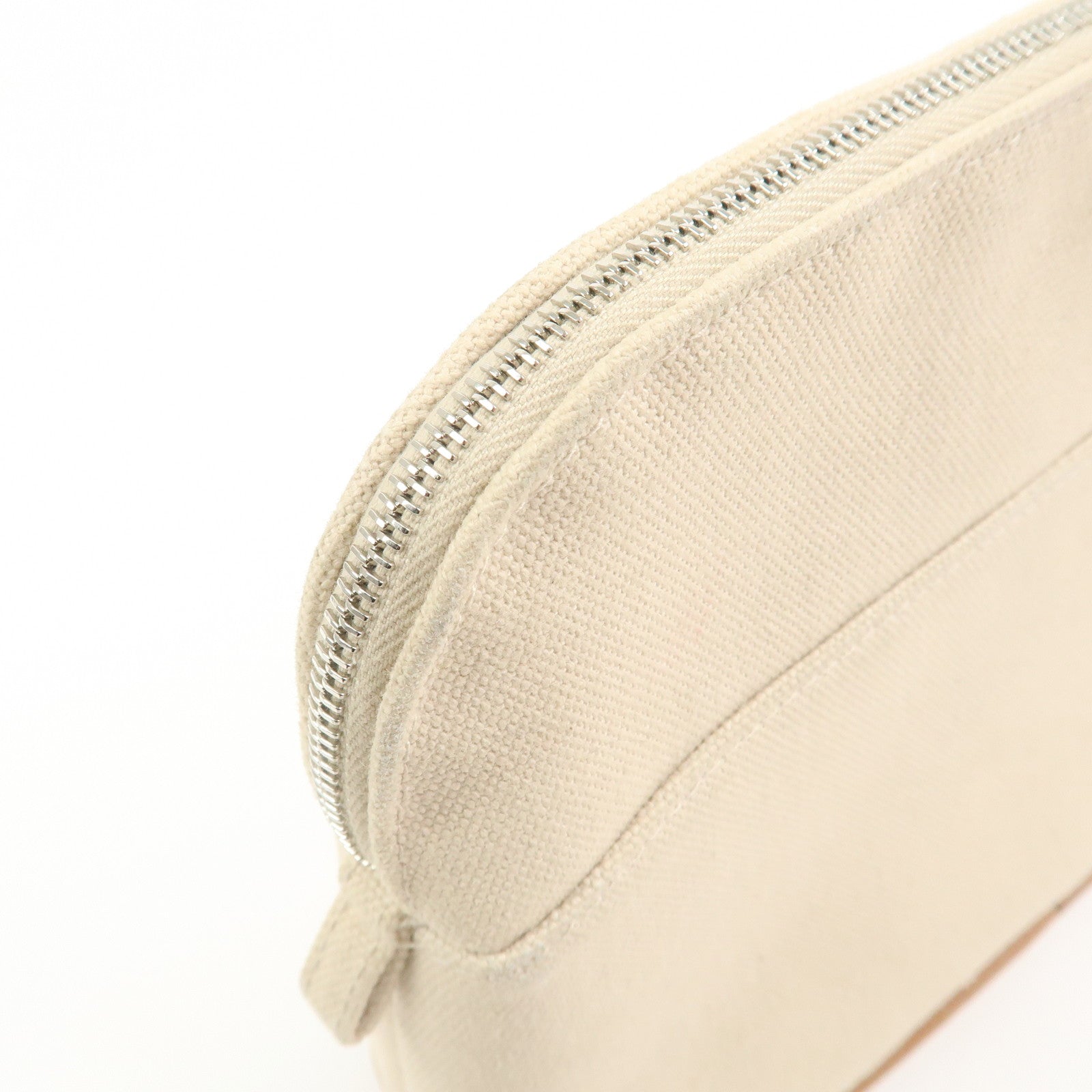 HERMES Bolide Mini Cotton Leather Pouch Natural