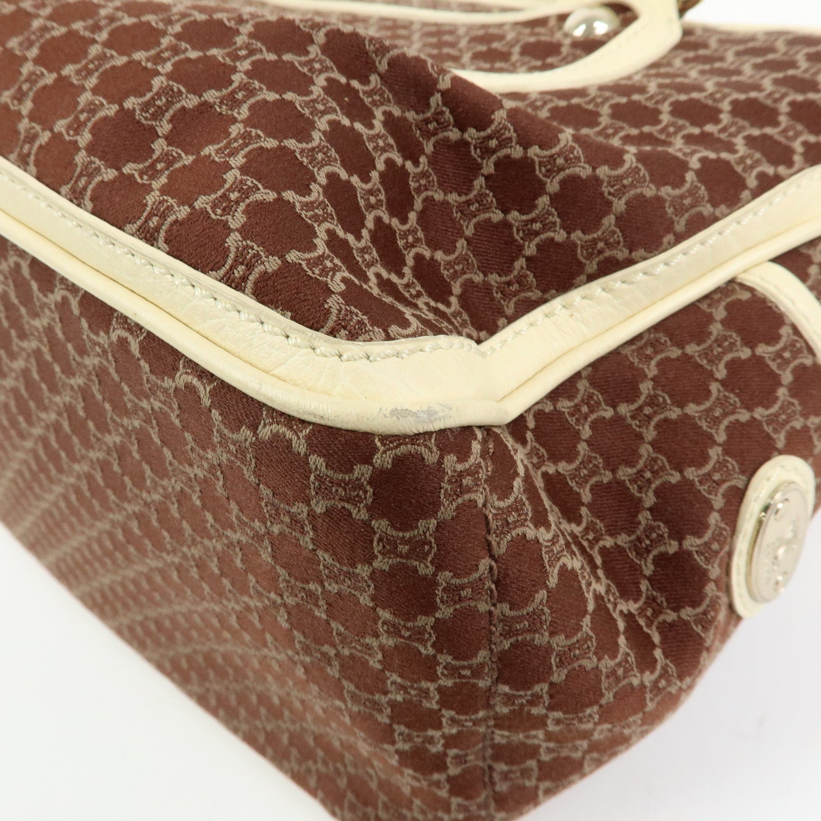 CELINE Macadam Boogie Bag Canvas Leather Hand Bag Tote Bag Brown