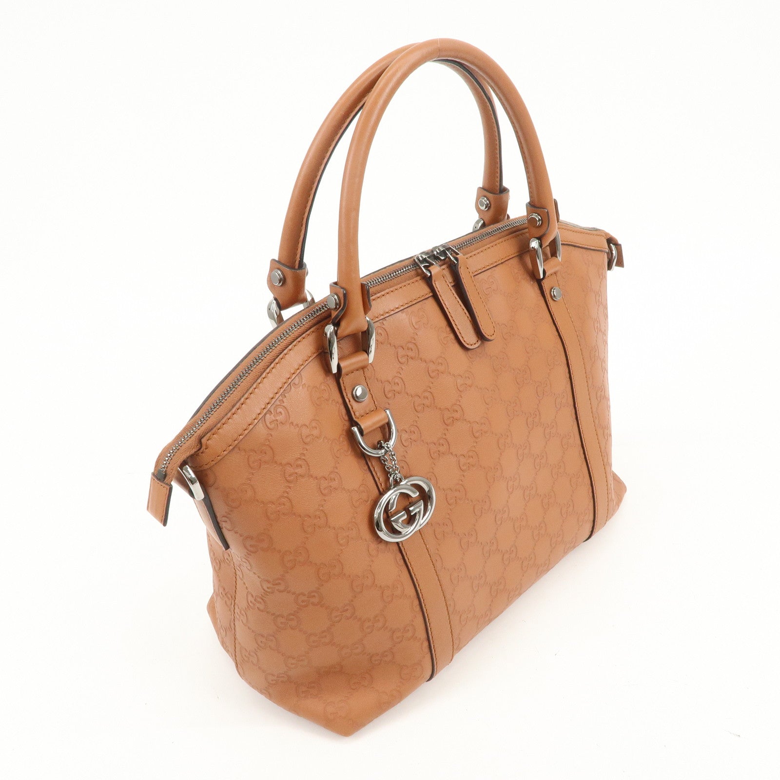GUCCI Guccissima Interlocking G 2Way Bag Hand Bag Brown 341503