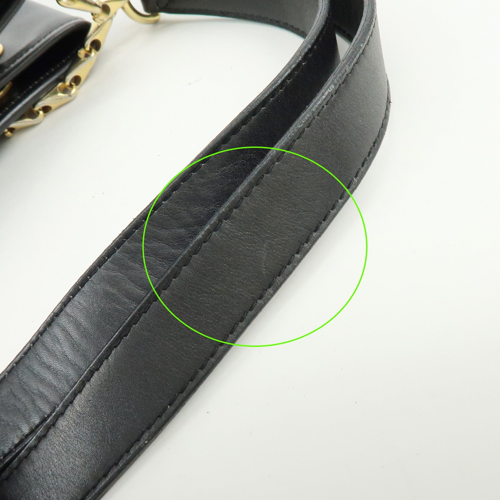 CELINE Leather Tote Bag Chain Shoulder Bag Black