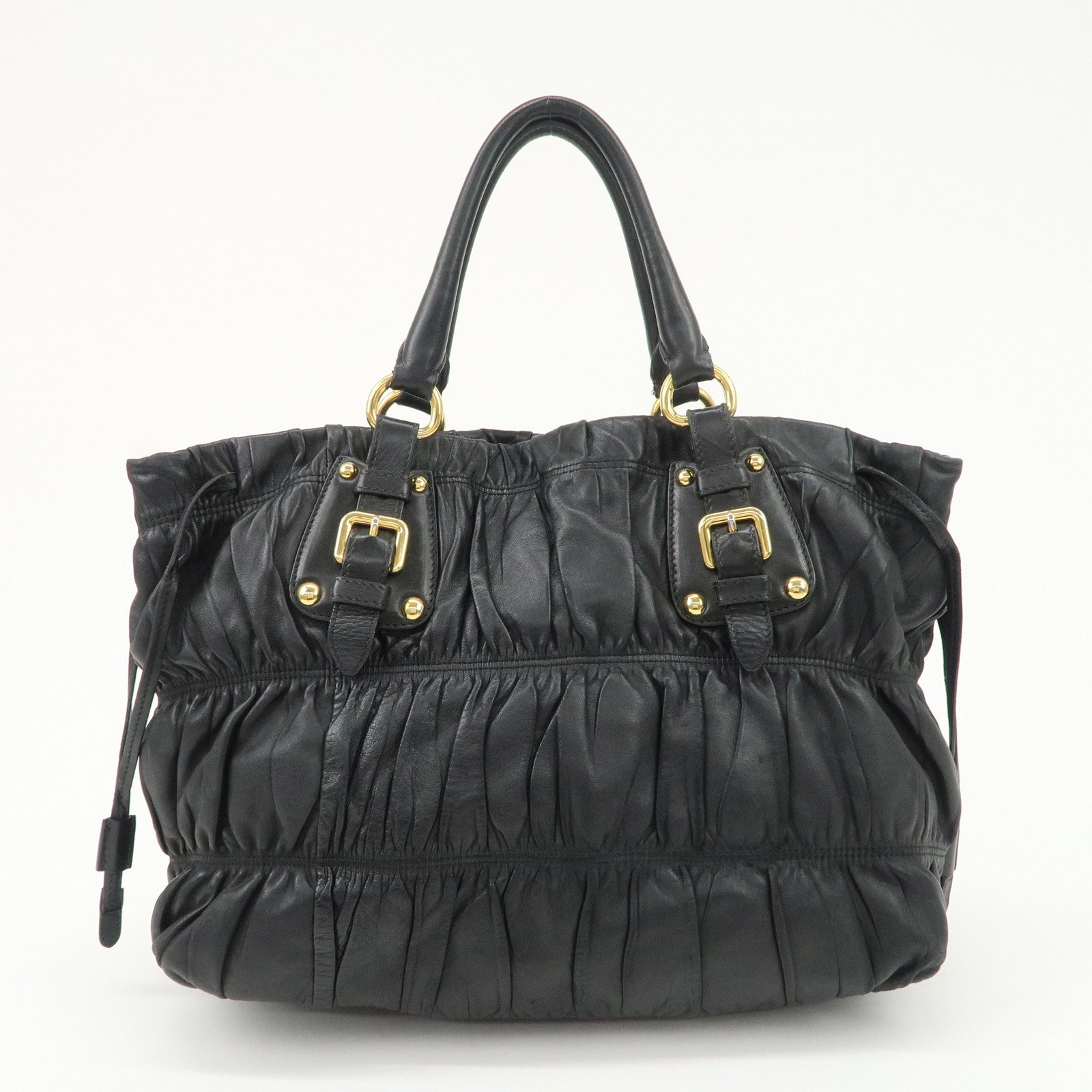 PRADA Leather 2WAY Bag Hand Bag Shoulder Bag Black BN1788