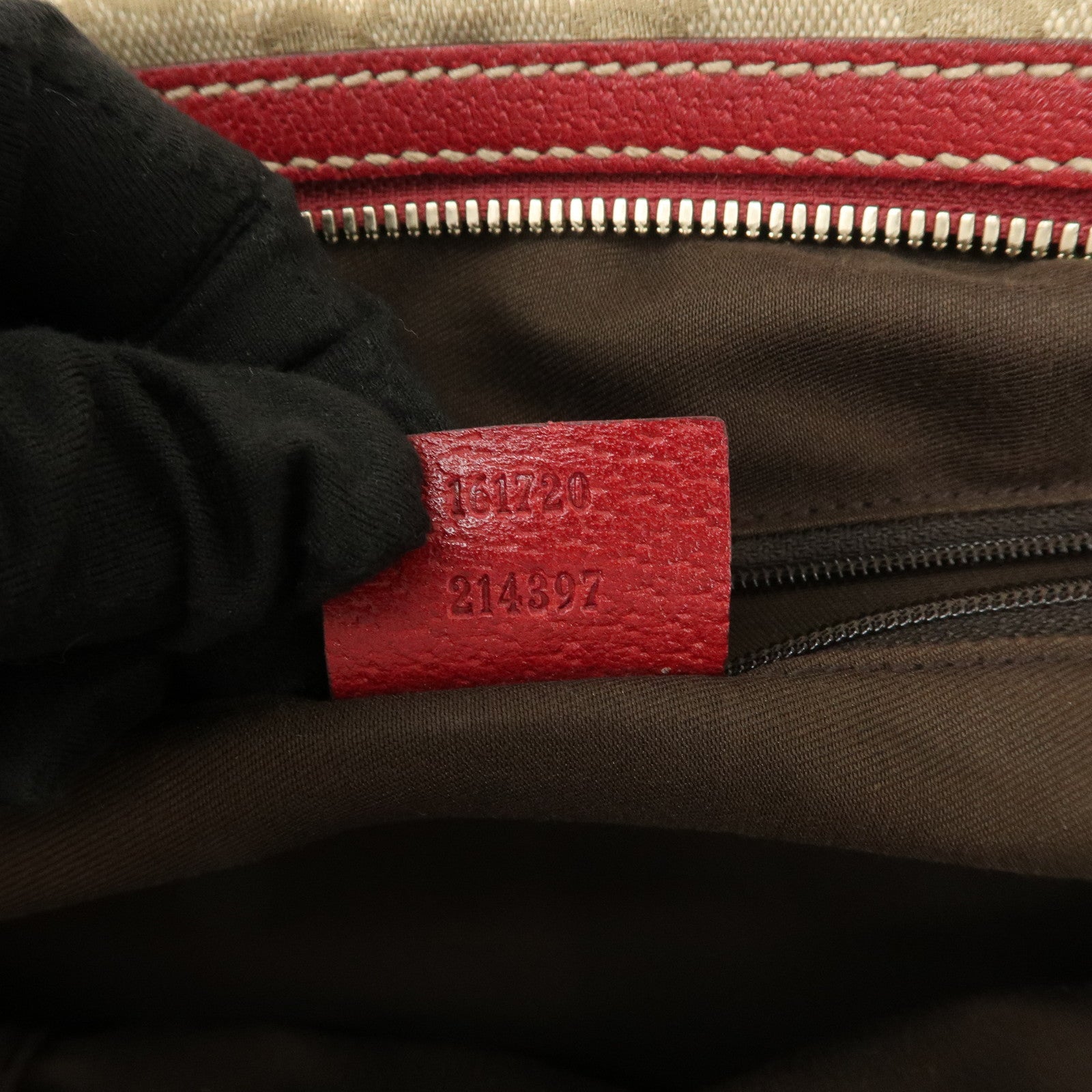 GUCCI Sherry Princy Leather GG Canvas Boston Bag Beige Red 161720