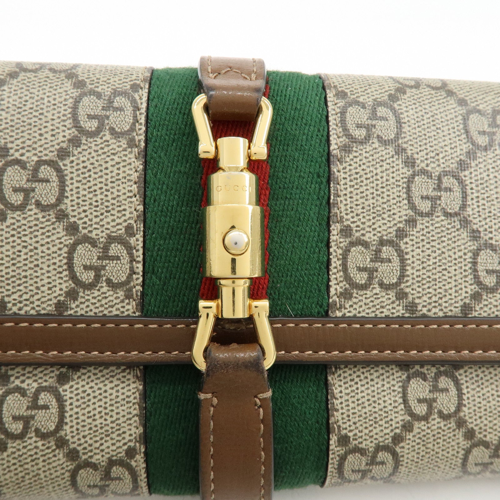 GUCCI Jackie 1961 Sherry GG Supreme Leather Chain Wallet Bag 652681