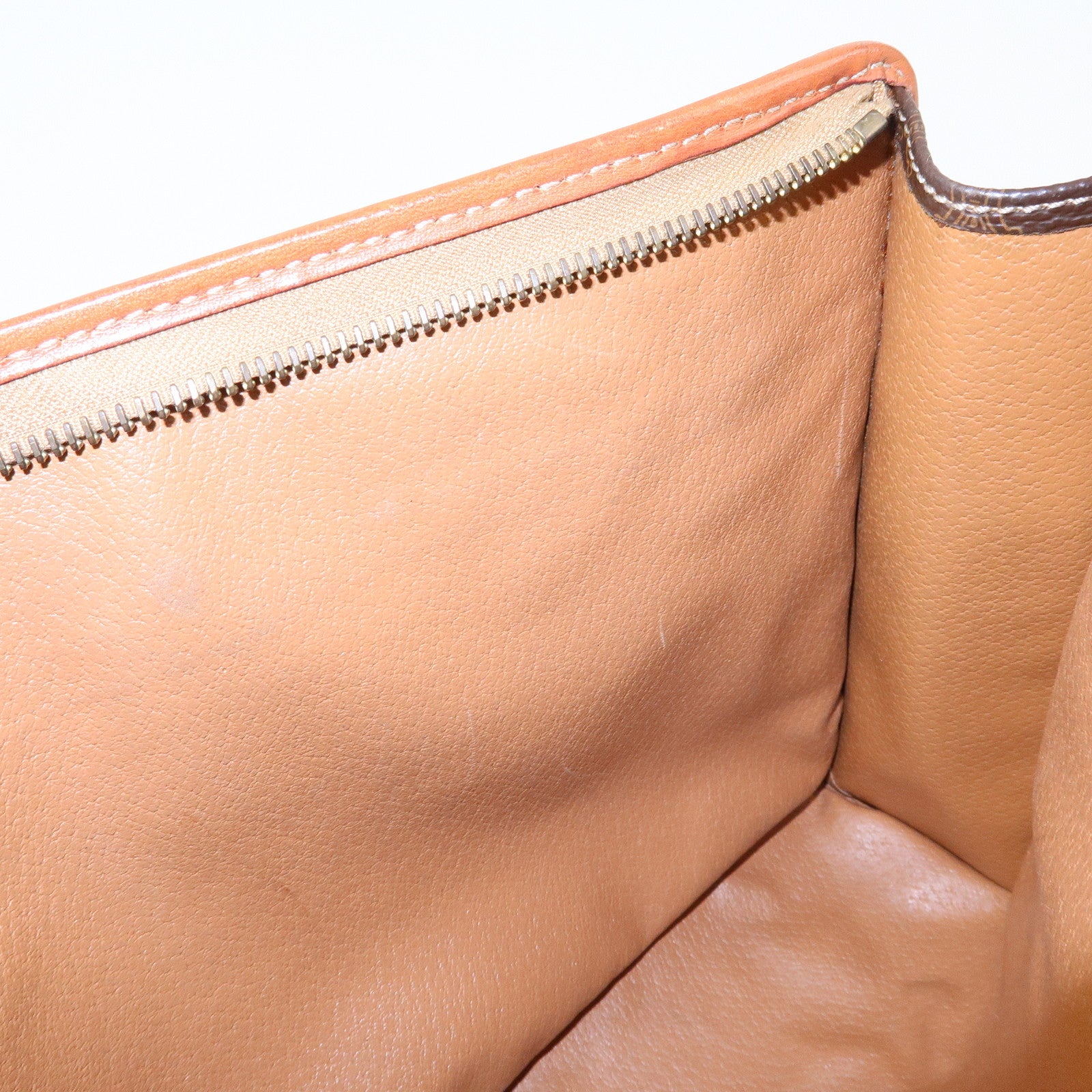 CELINE Macadam PVC Coated Canvas Leather Clutch Bag Pouch Brown