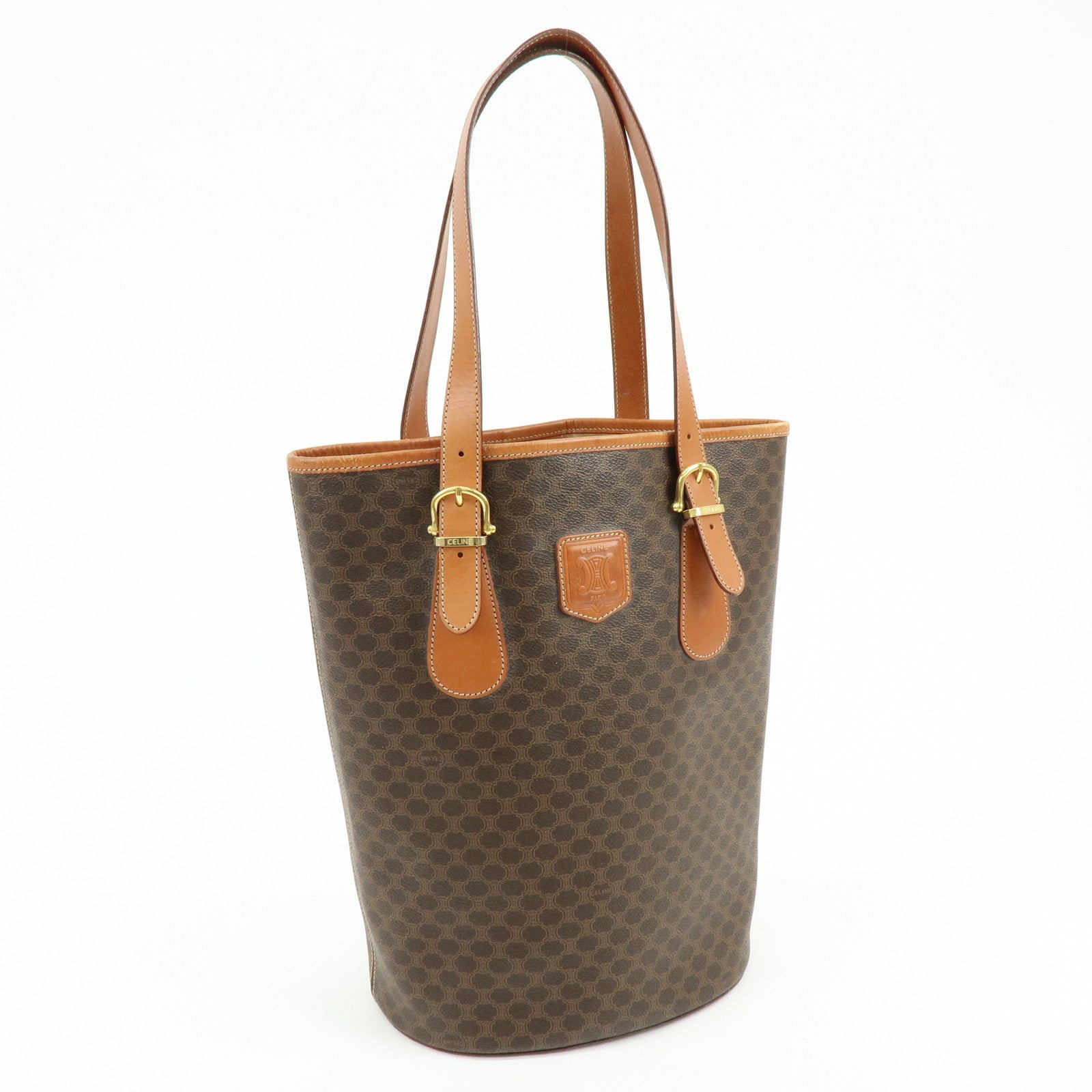 CELINE Macadam PVC Leather Tote Bag Shoulder Bag Brown