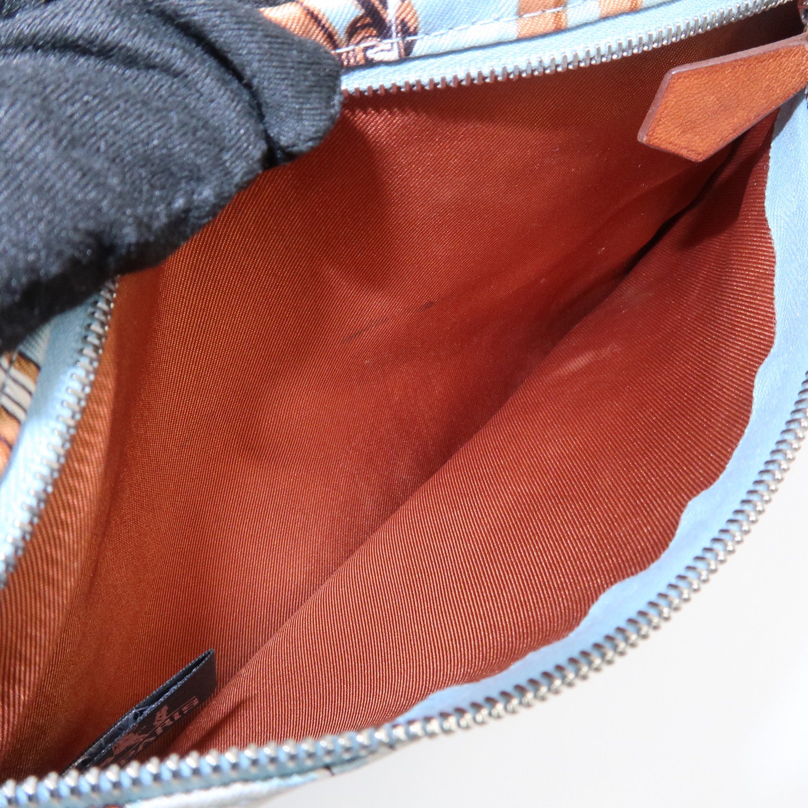 HERMES Silky City MM Canvas Leather Shoulder Bag BRIDES de GALA