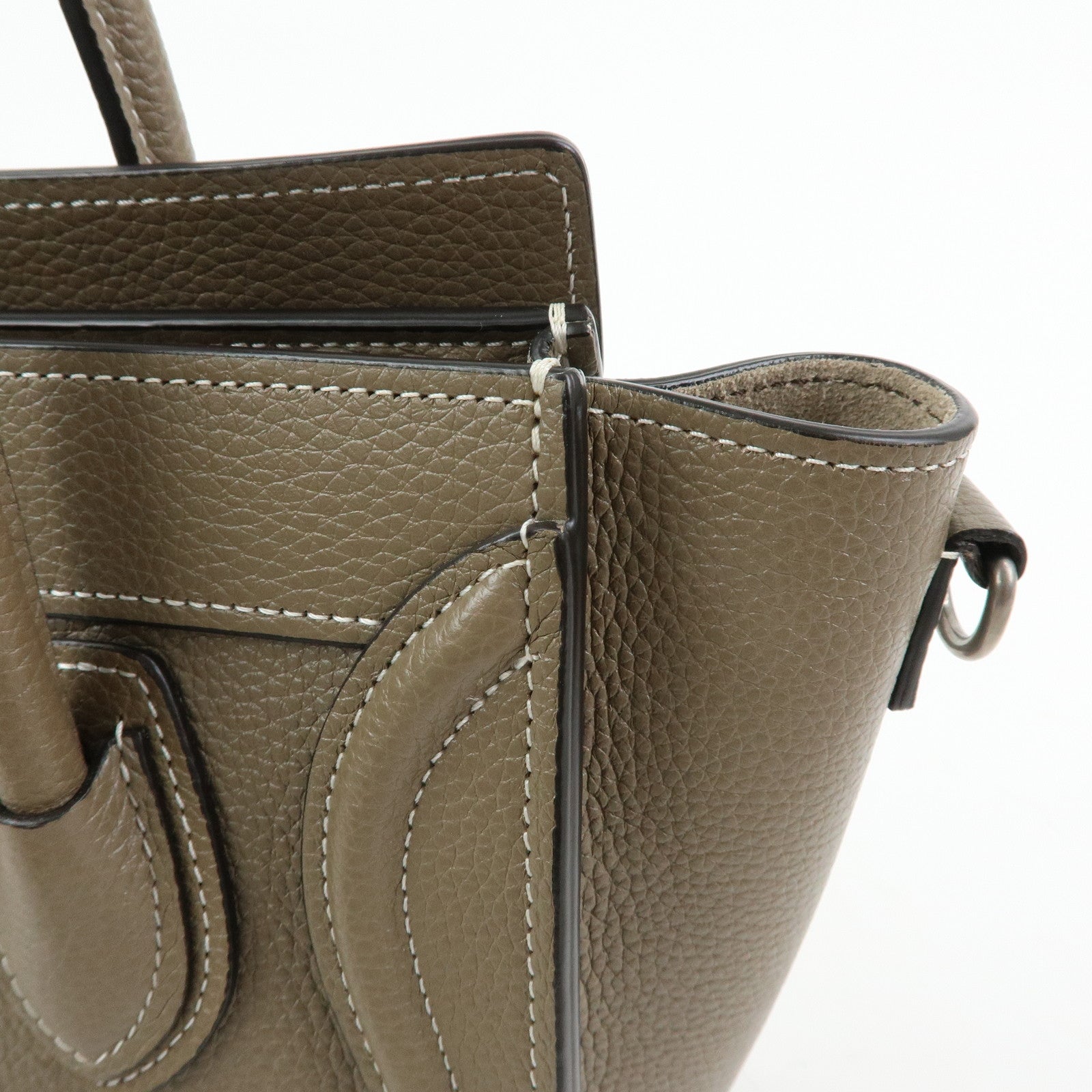 CELINE Luggage Nano Shopper Calf Leather 2Way Bag Hand Bag Gray