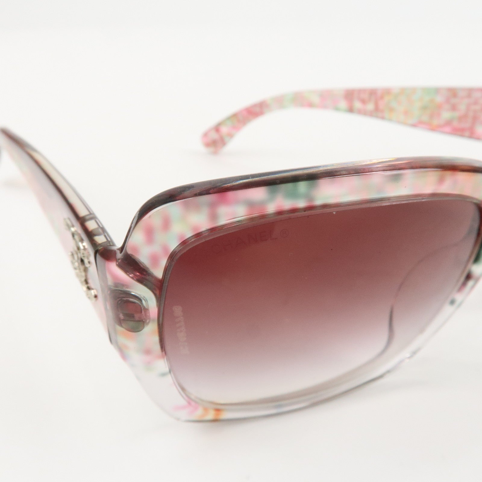 CHANEL COCO Mark Plastic Sunglasses 56□19 Multicolor 5221-A Used