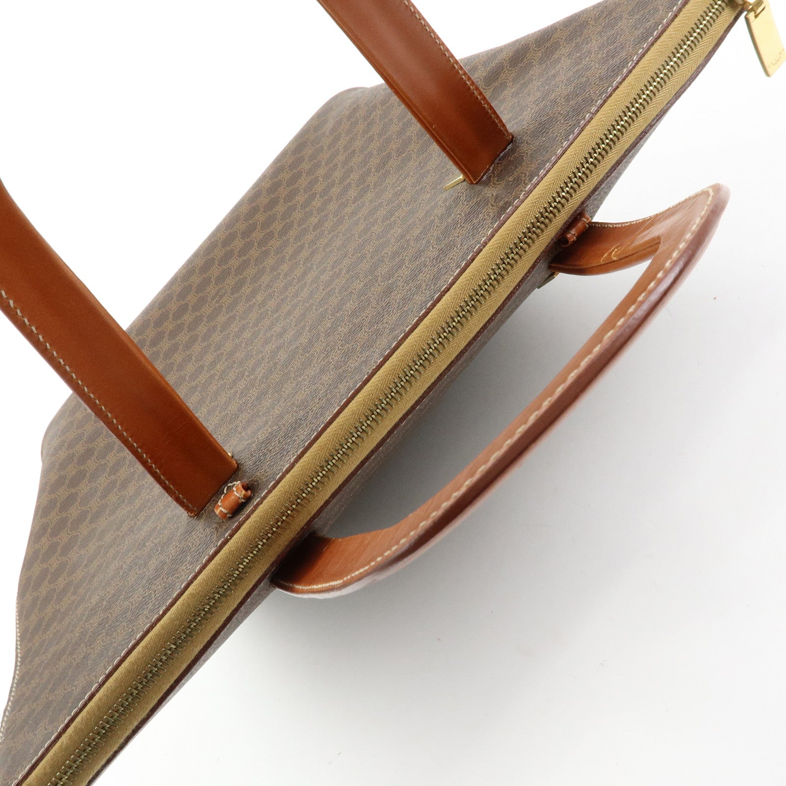 CELINE Macadam PVC Leather 2WAY Bag Hand Bag Shoulder Bag Brown