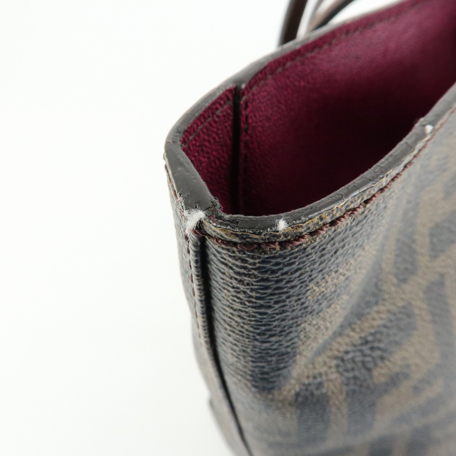 FENDI Zucca PVC Leather Tote Bag Shoulder Bag Brown Black 8BH198