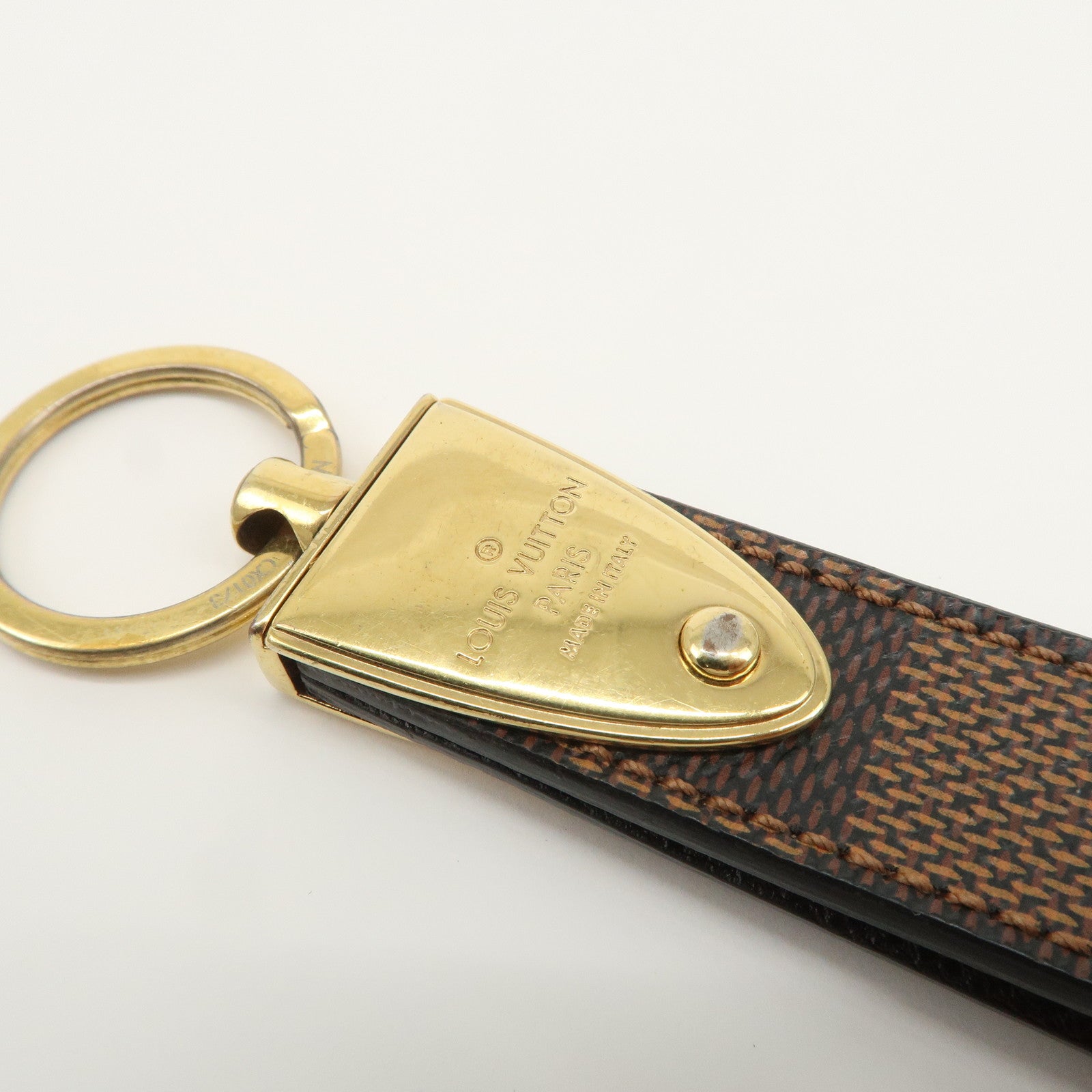 Louis Vuitton Damier Porte Cles Dragonne Key Ring Brown M65050